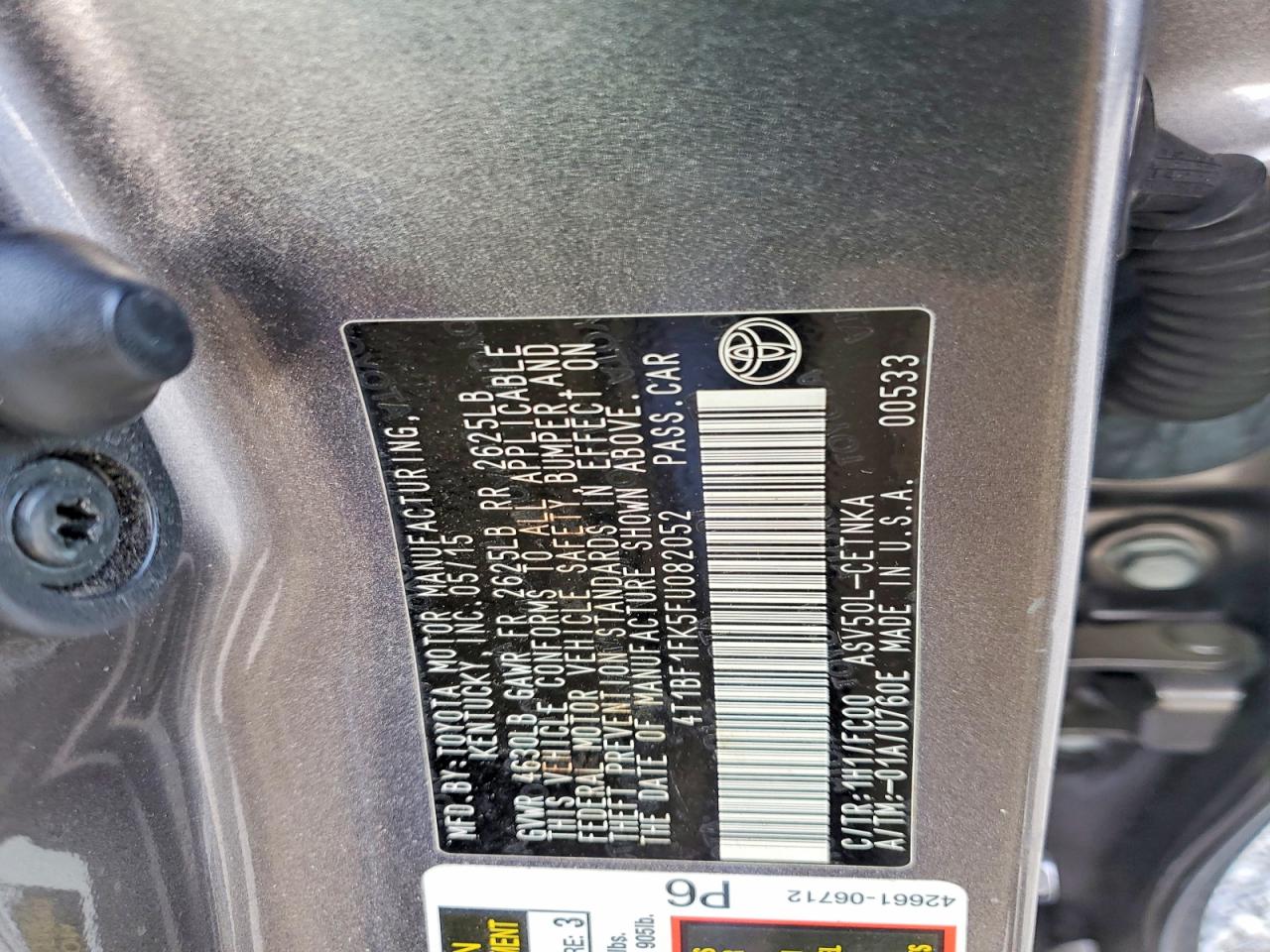 2015 Toyota Camry Le Silver vin: 4T1BF1FK5FU082052