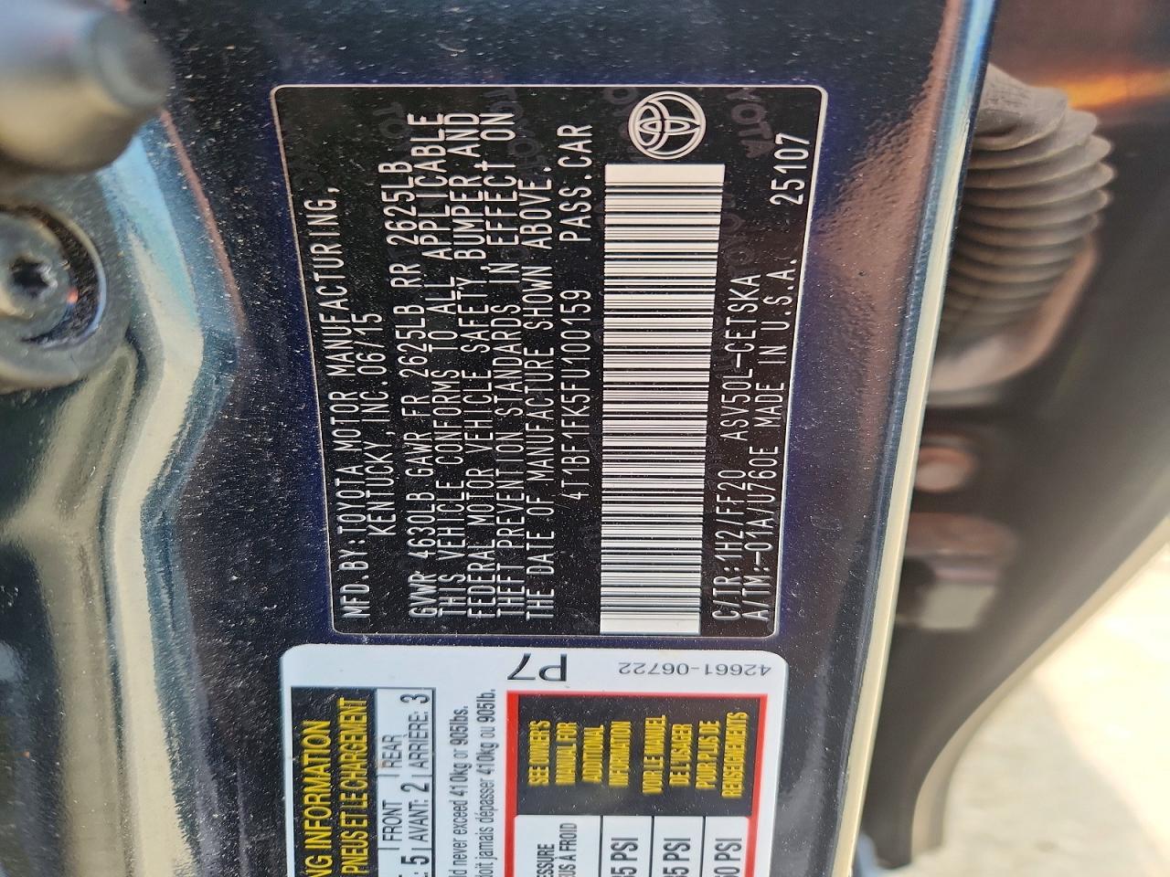 2015 Toyota Camry Se Blue vin: 4T1BF1FK5FU100159