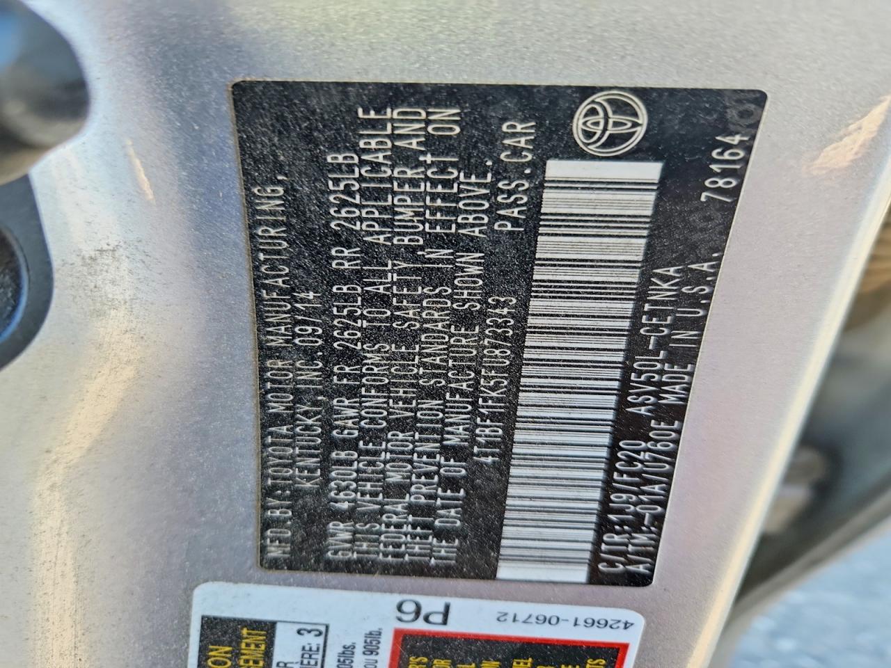 2015 Toyota Camry Le Silver vin: 4T1BF1FK5FU873343