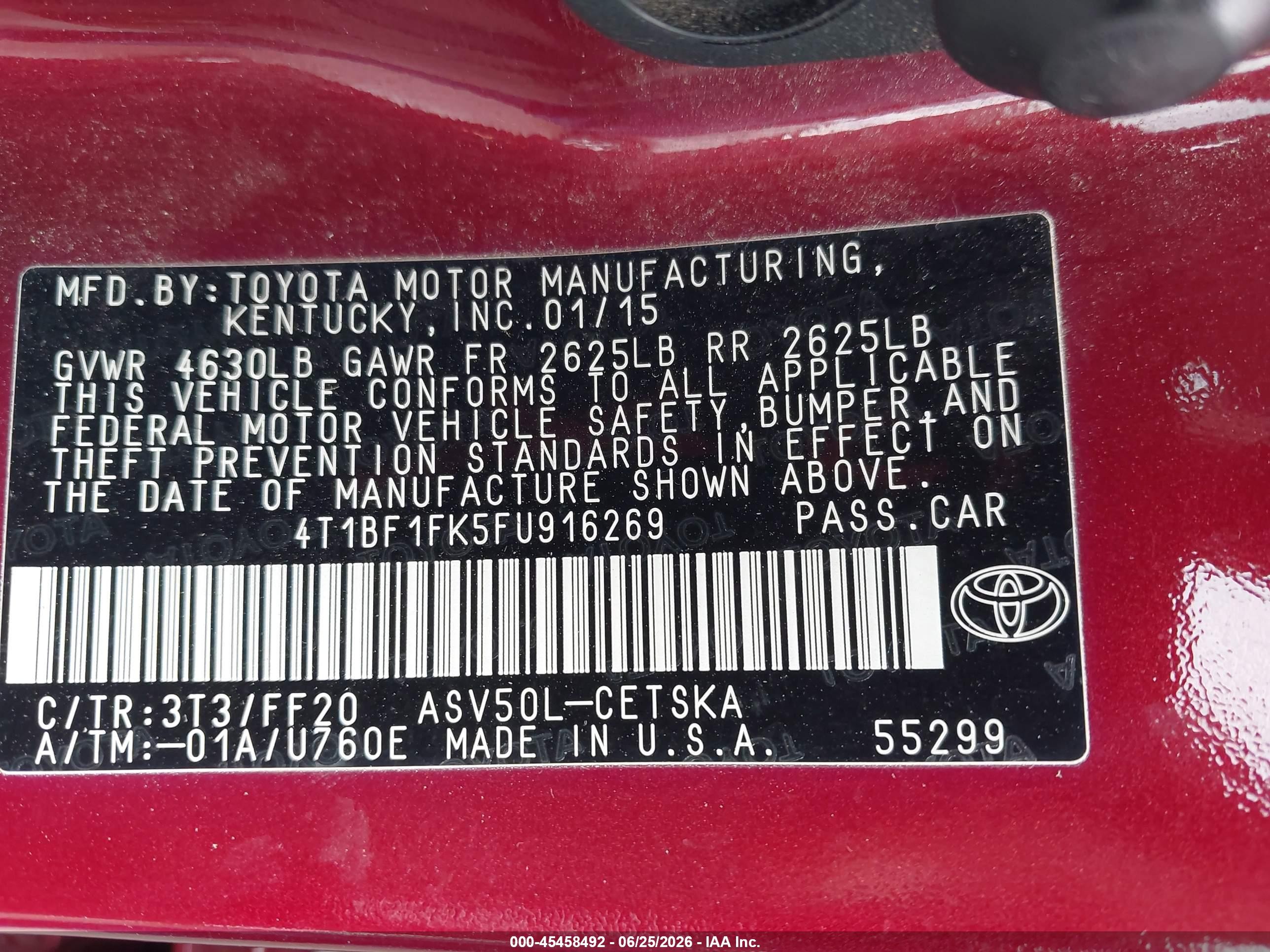 2015 Toyota Camry Se Red vin: 4T1BF1FK5FU916269