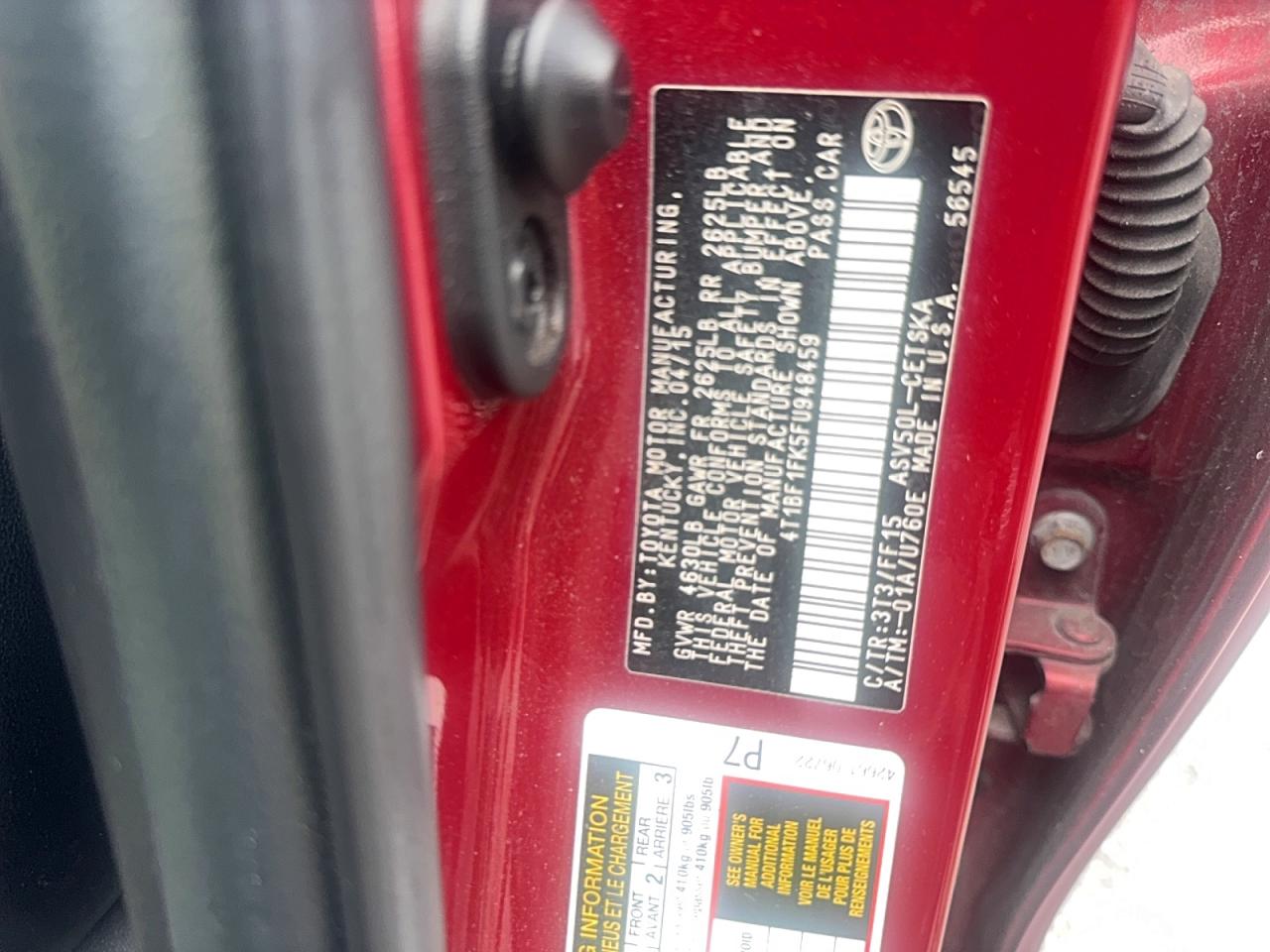 2015 Toyota Camry Se Темно-бордовый vin: 4T1BF1FK5FU948459