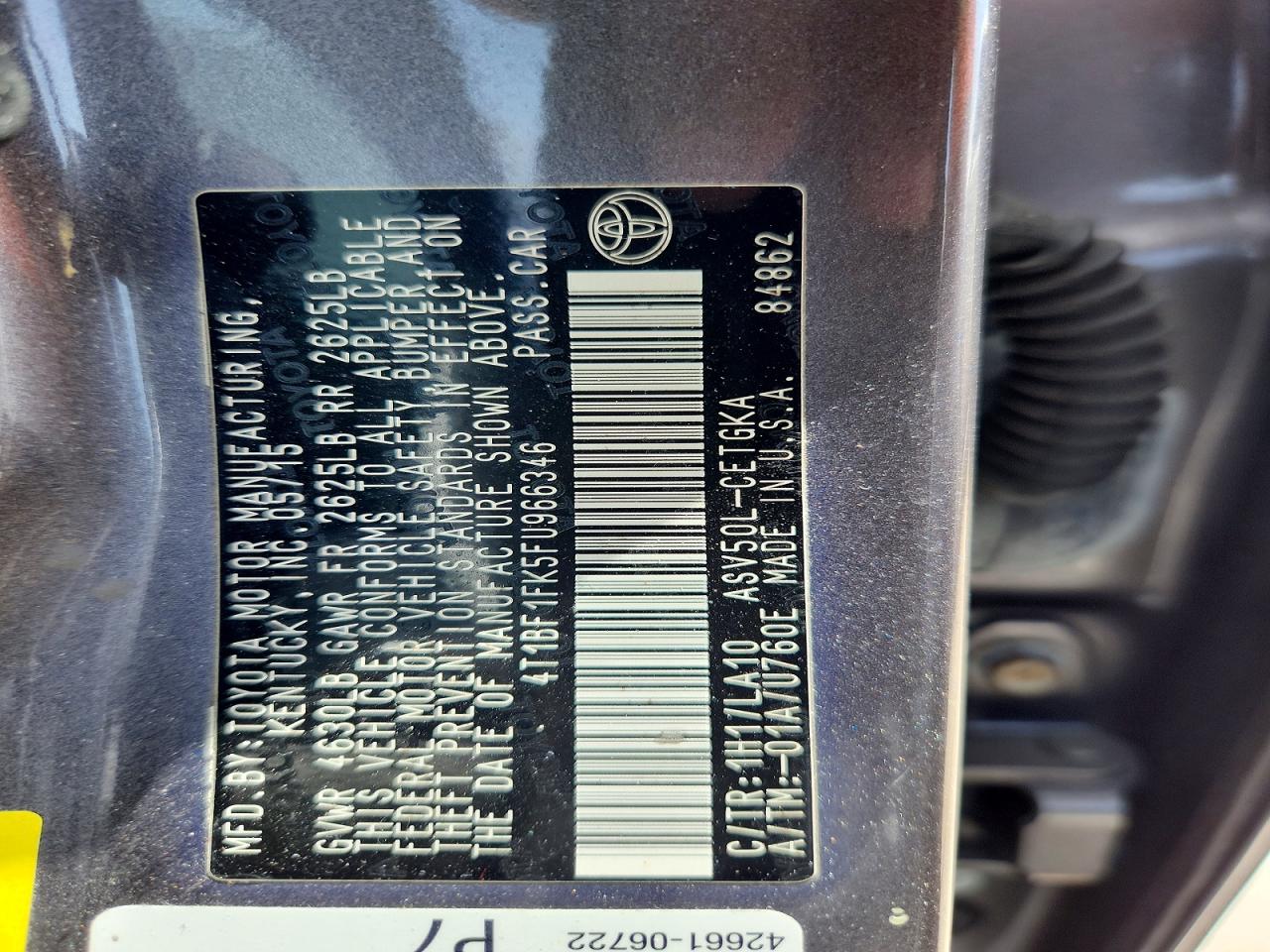 2015 Toyota Camry Xle Серый vin: 4T1BF1FK5FU966346
