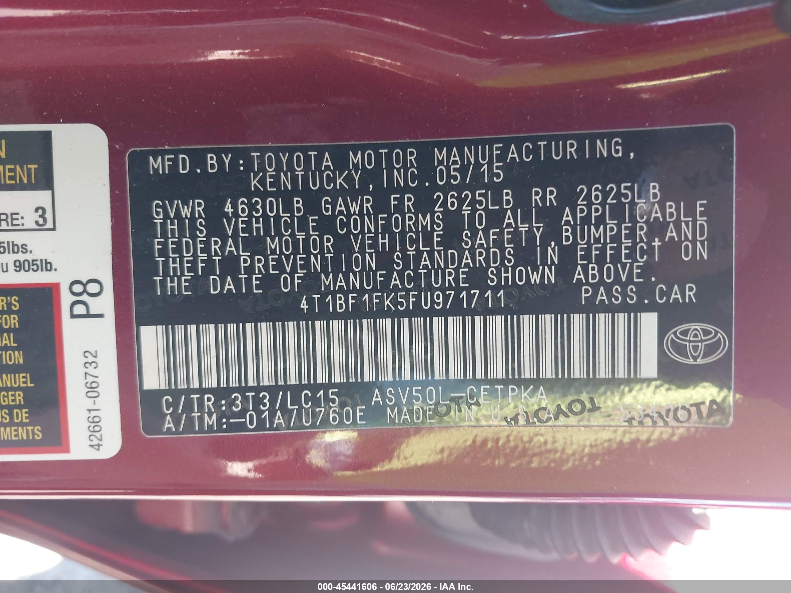 2015 Toyota Camry Xse Red vin: 4T1BF1FK5FU971711