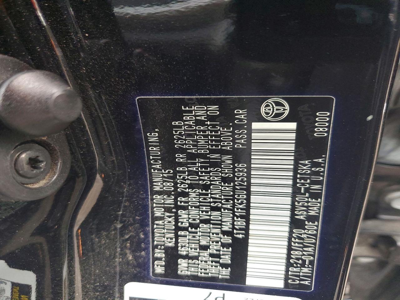 2016 Toyota Camry Se Black vin: 4T1BF1FK5GU125936