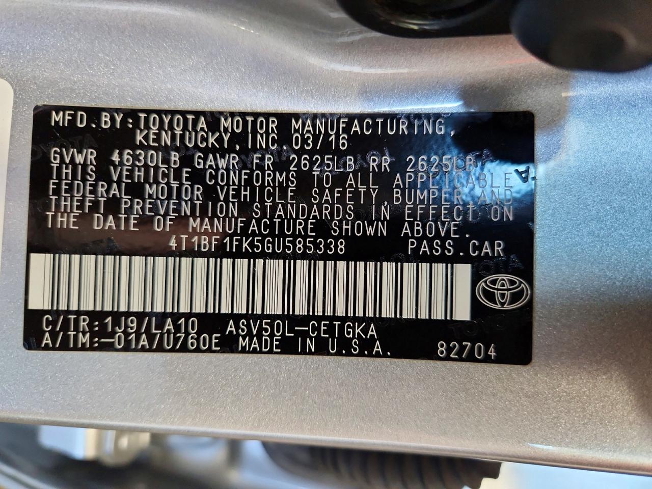 2016 Toyota Camry Xle Silver vin: 4T1BF1FK5GU585338