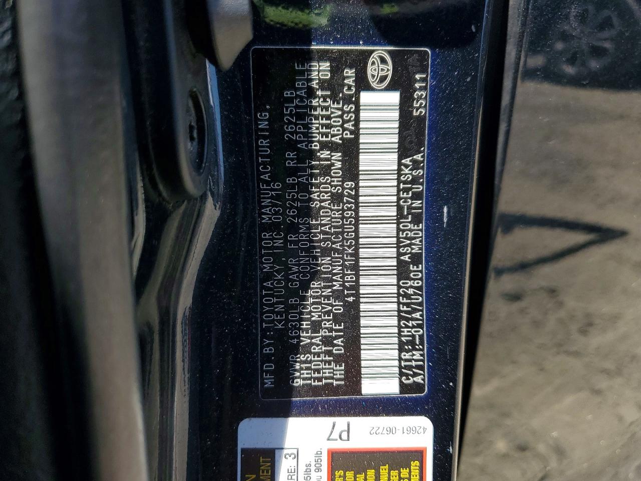 2016 Toyota Camry Se Черный vin: 4T1BF1FK5GU593729