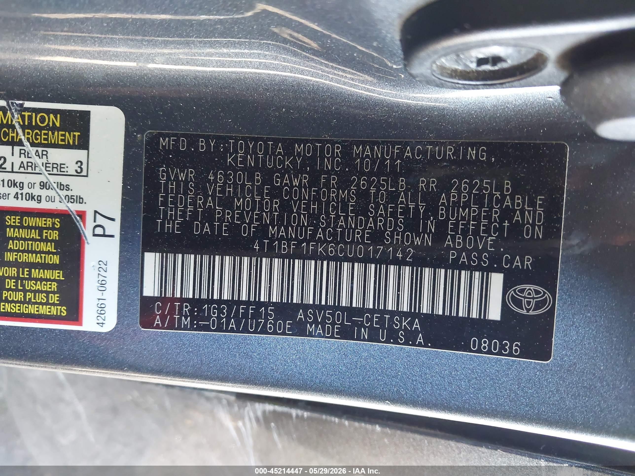 2012 Toyota Camry Se Серый vin: 4T1BF1FK6CU017142