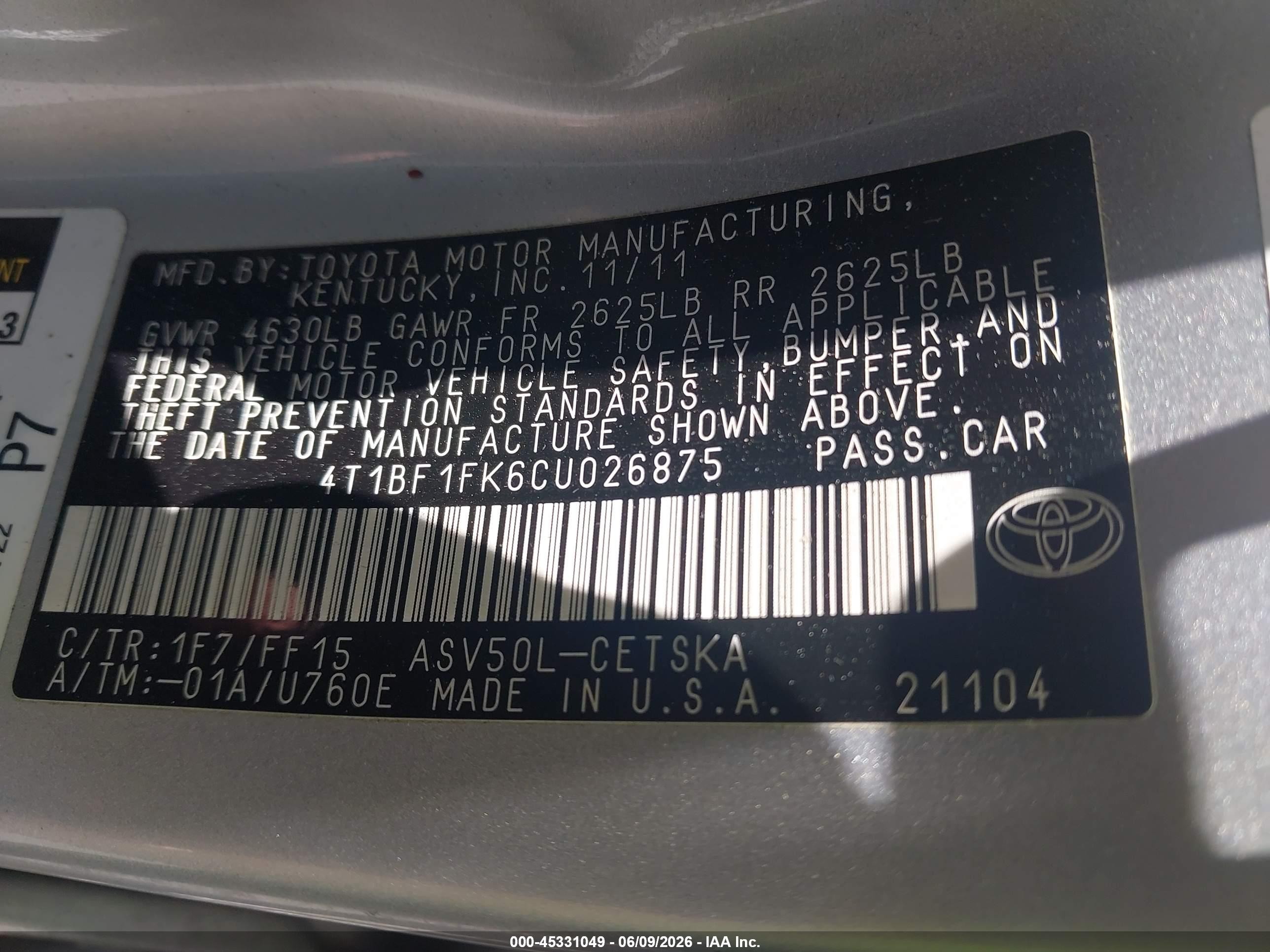 2012 Toyota Camry Se Silver vin: 4T1BF1FK6CU026875