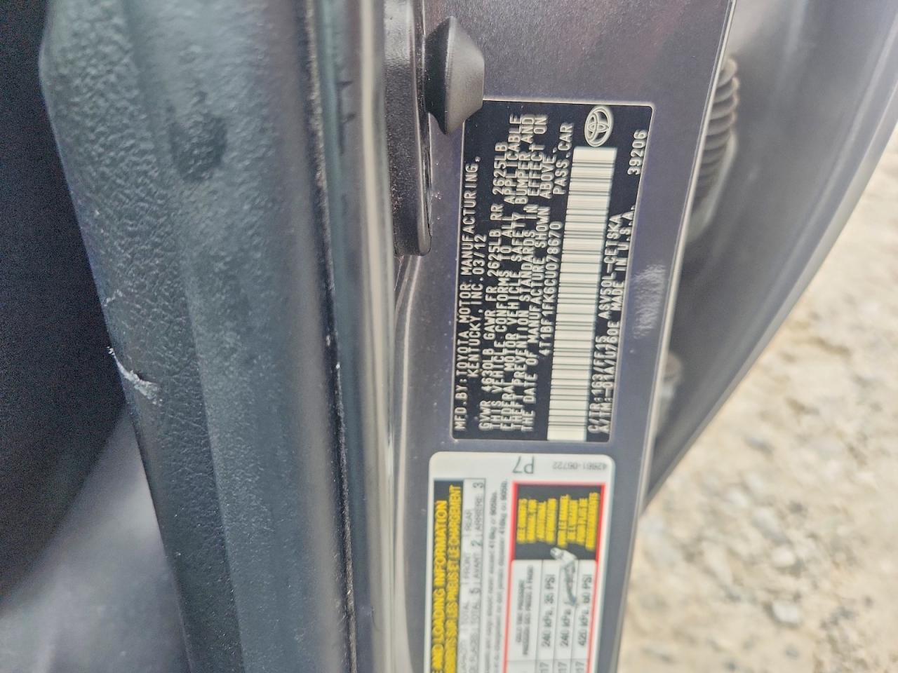 2012 Toyota Camry Se Gray vin: 4T1BF1FK6CU078670