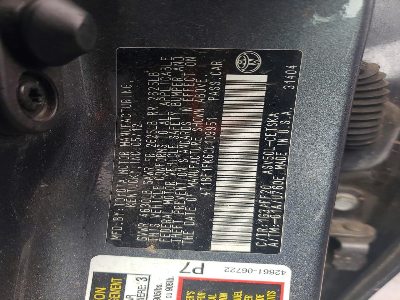 2012 Toyota Camry Se Gray vin: 4T1BF1FK6CU109951