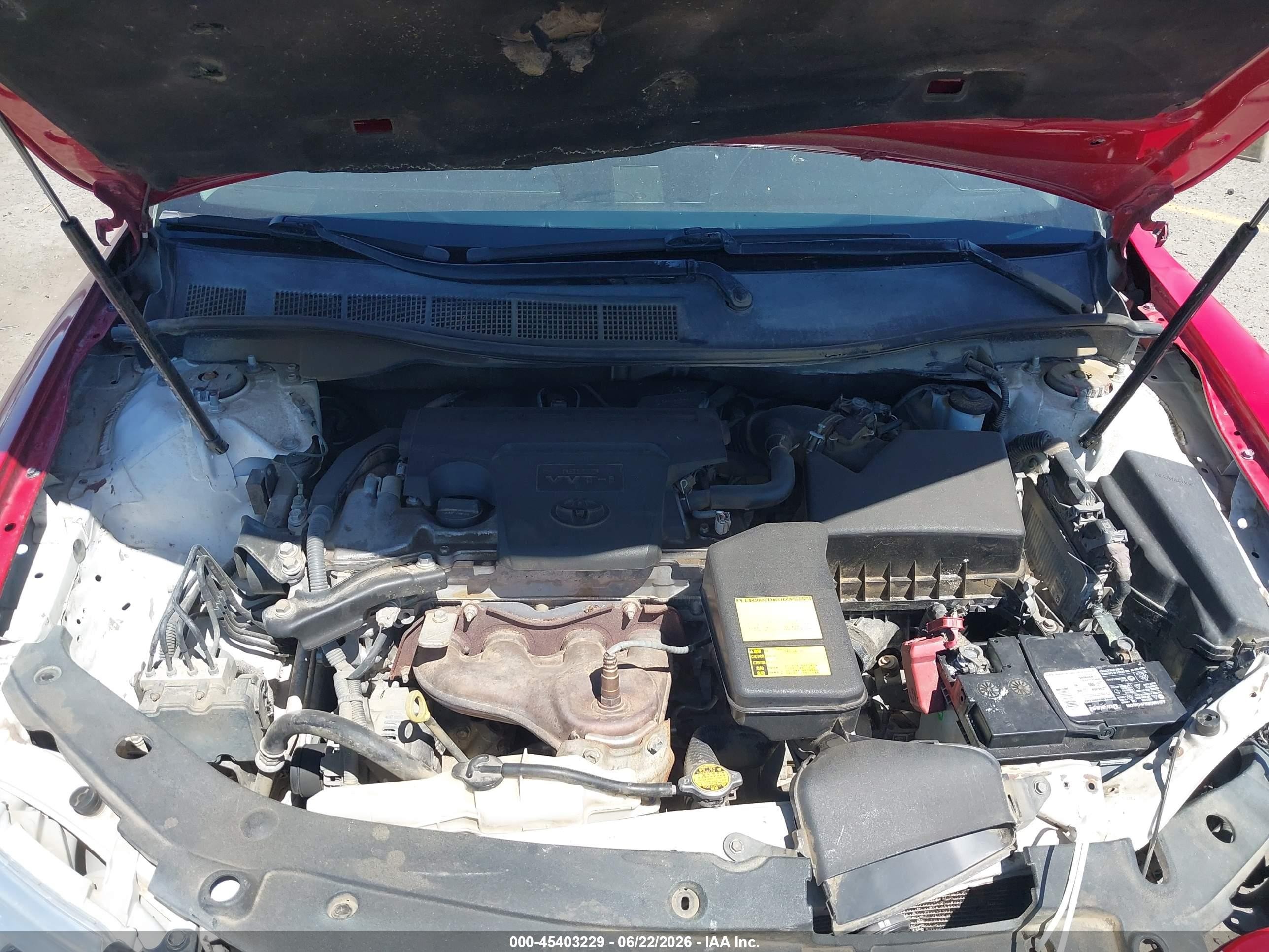2012 Toyota Camry Le Red vin: 4T1BF1FK6CU152377