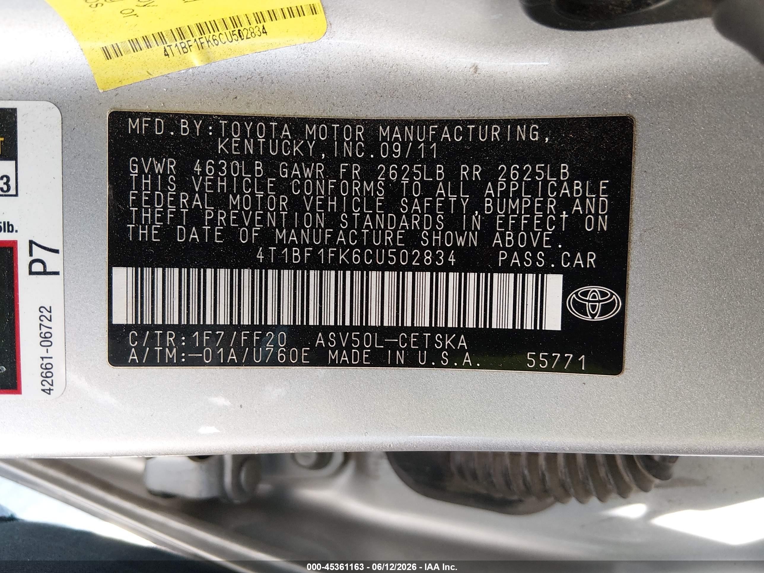 2012 Toyota Camry Se Серебряный vin: 4T1BF1FK6CU502834