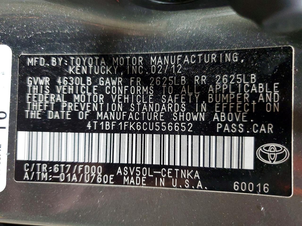 2012 Toyota Camry Le Зеленый vin: 4T1BF1FK6CU556652