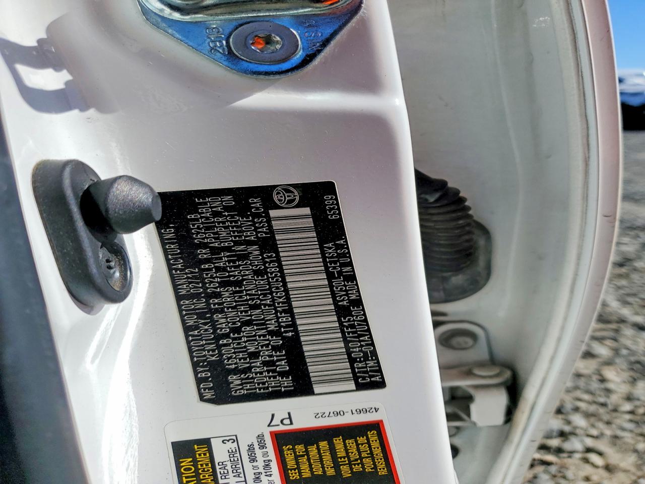 2012 Toyota Camry Se White vin: 4T1BF1FK6CU558613