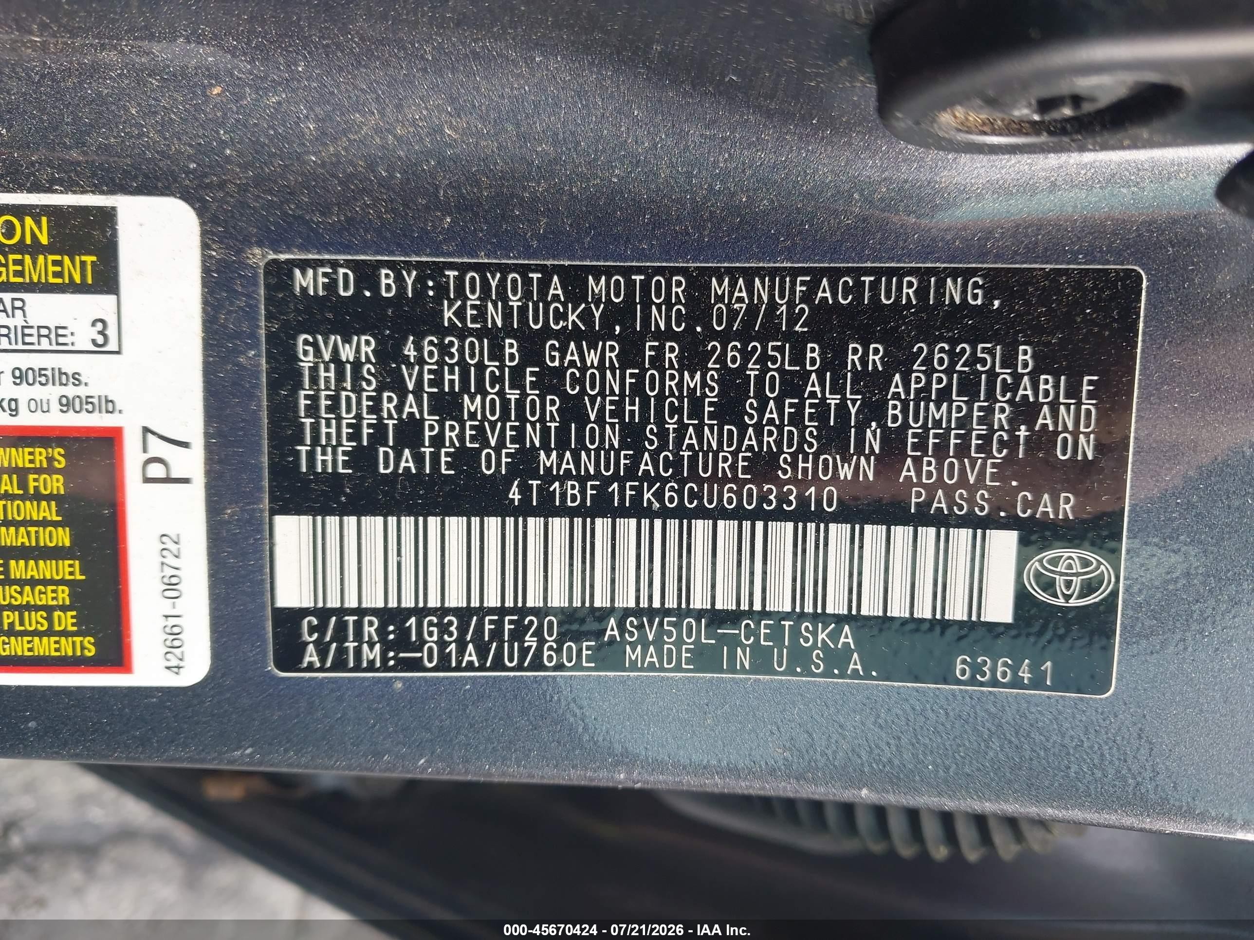 2012 Toyota Camry Se Gray vin: 4T1BF1FK6CU603310