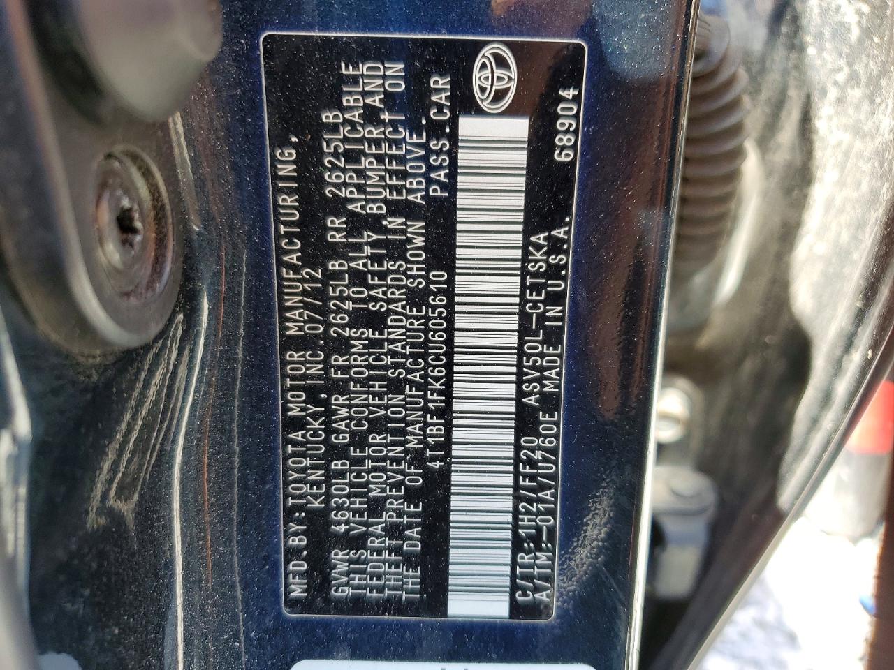 2012 Toyota Camry Se Black vin: 4T1BF1FK6CU605610