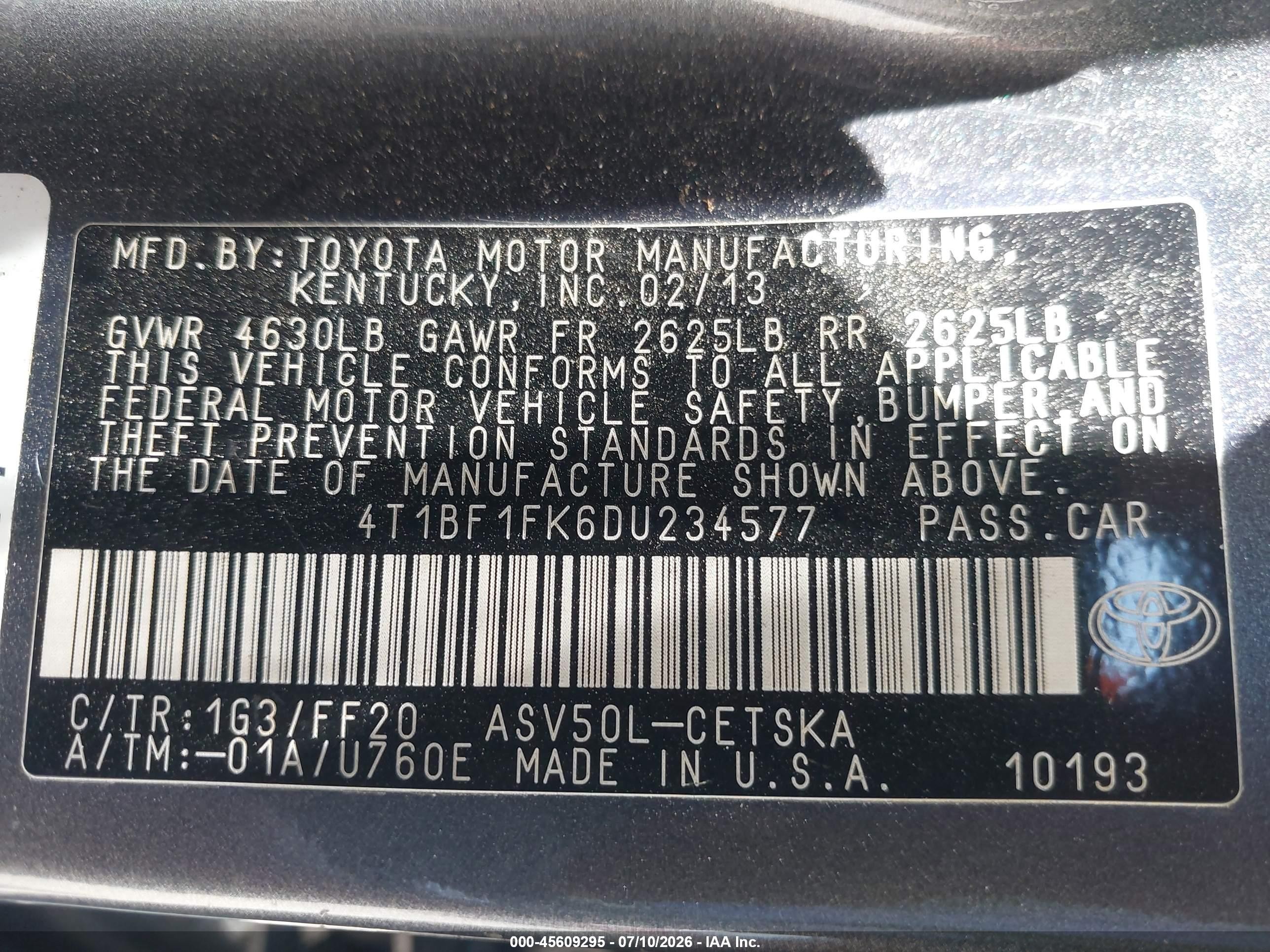 2013 Toyota Camry Se Gray vin: 4T1BF1FK6DU234577