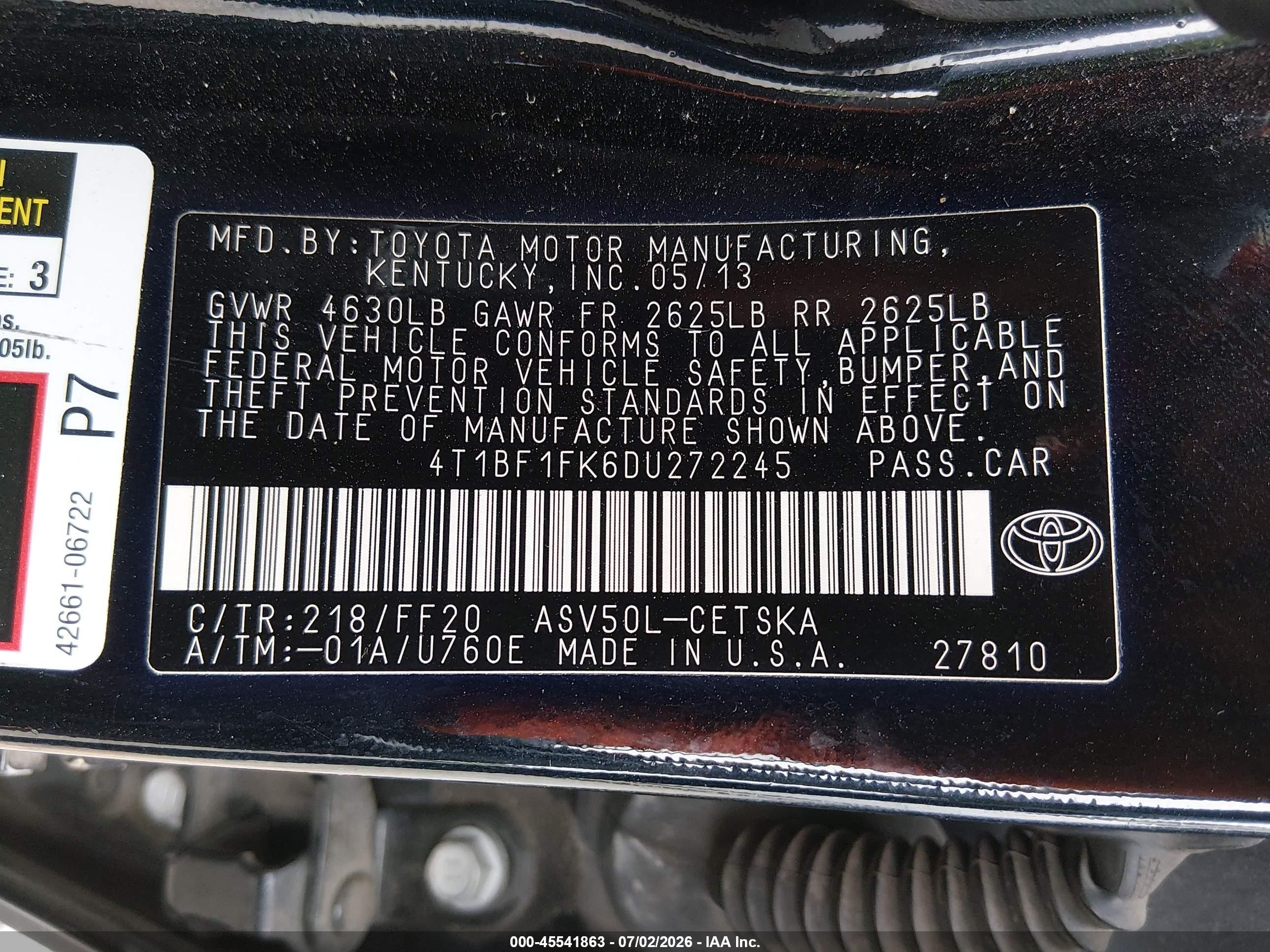 2013 Toyota Camry Se Черный vin: 4T1BF1FK6DU272245