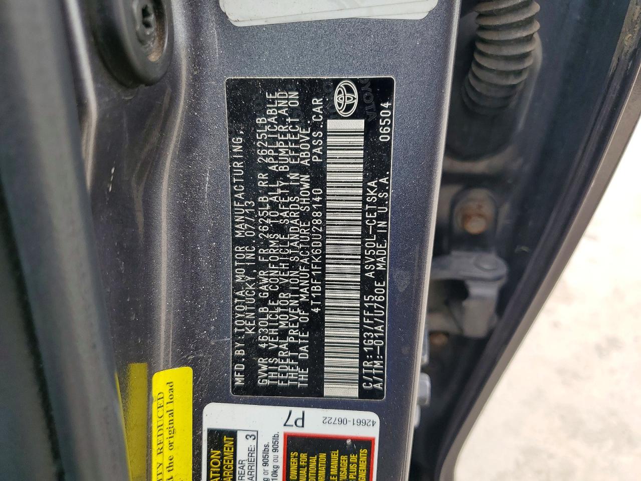2013 Toyota Camry Se Gray vin: 4T1BF1FK6DU288140