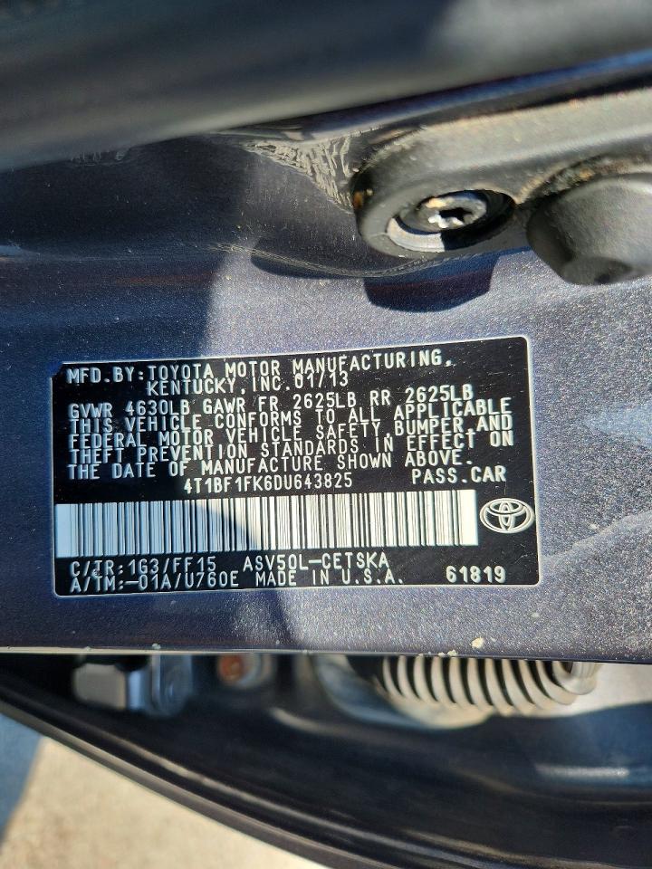 2013 Toyota Camry Se Gray vin: 4T1BF1FK6DU643825
