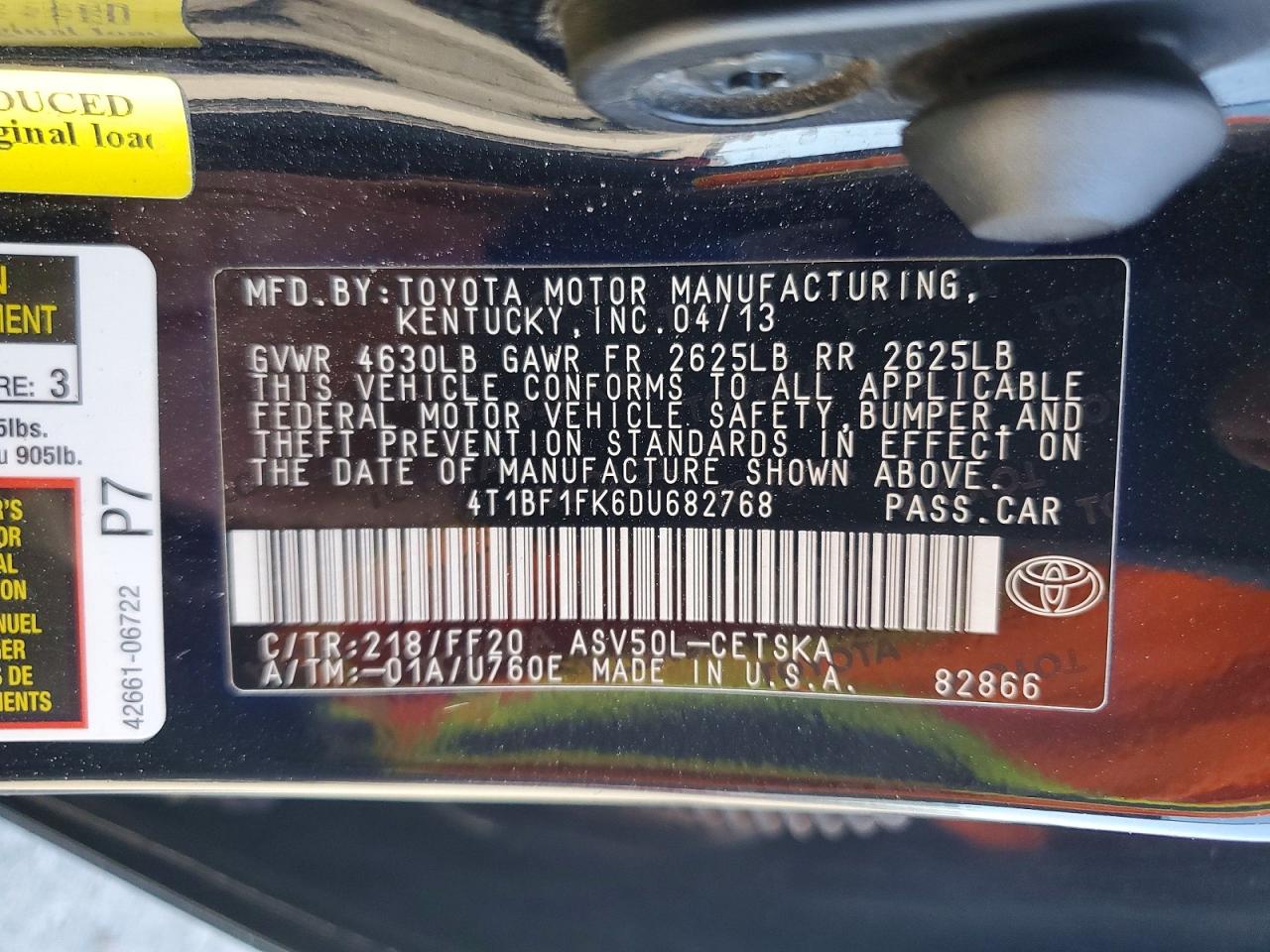 2013 Toyota Camry Se Black vin: 4T1BF1FK6DU682768