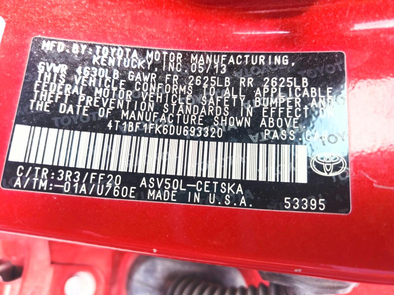 2013 Toyota Camry Se Maroon vin: 4T1BF1FK6DU693320