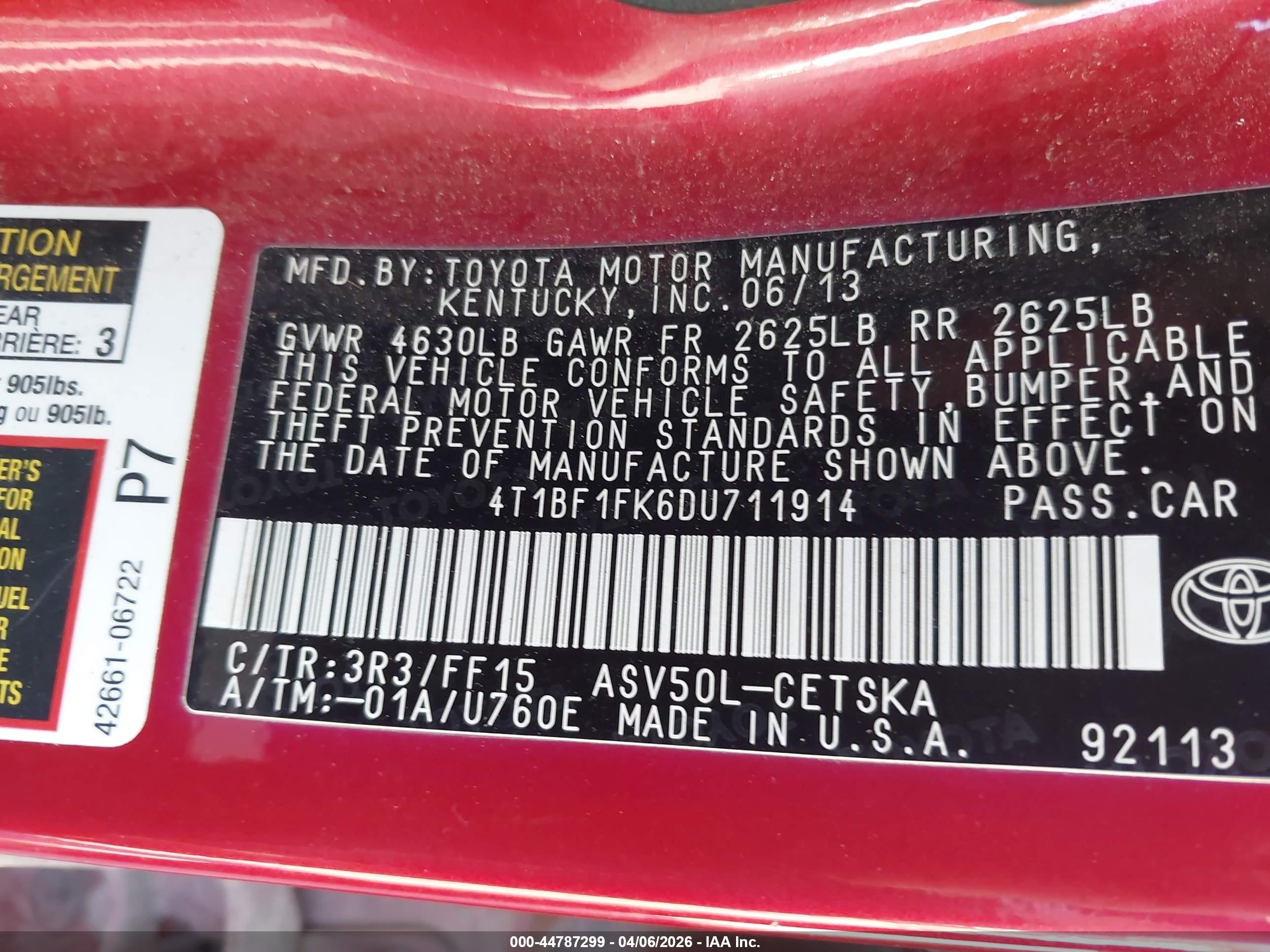 2013 Toyota Camry Se Red vin: 4T1BF1FK6DU711914