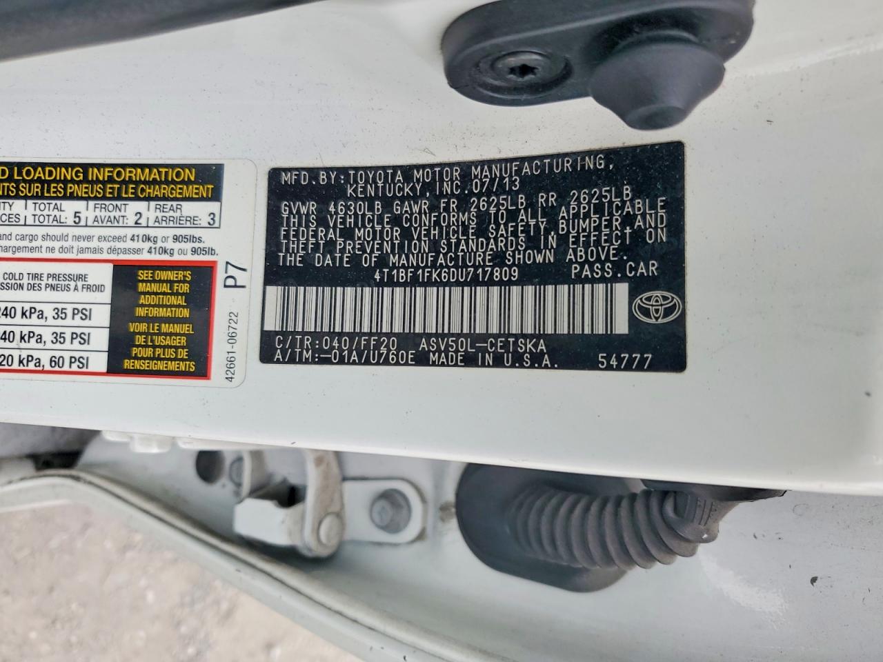 2013 Toyota Camry Se White vin: 4T1BF1FK6DU717809