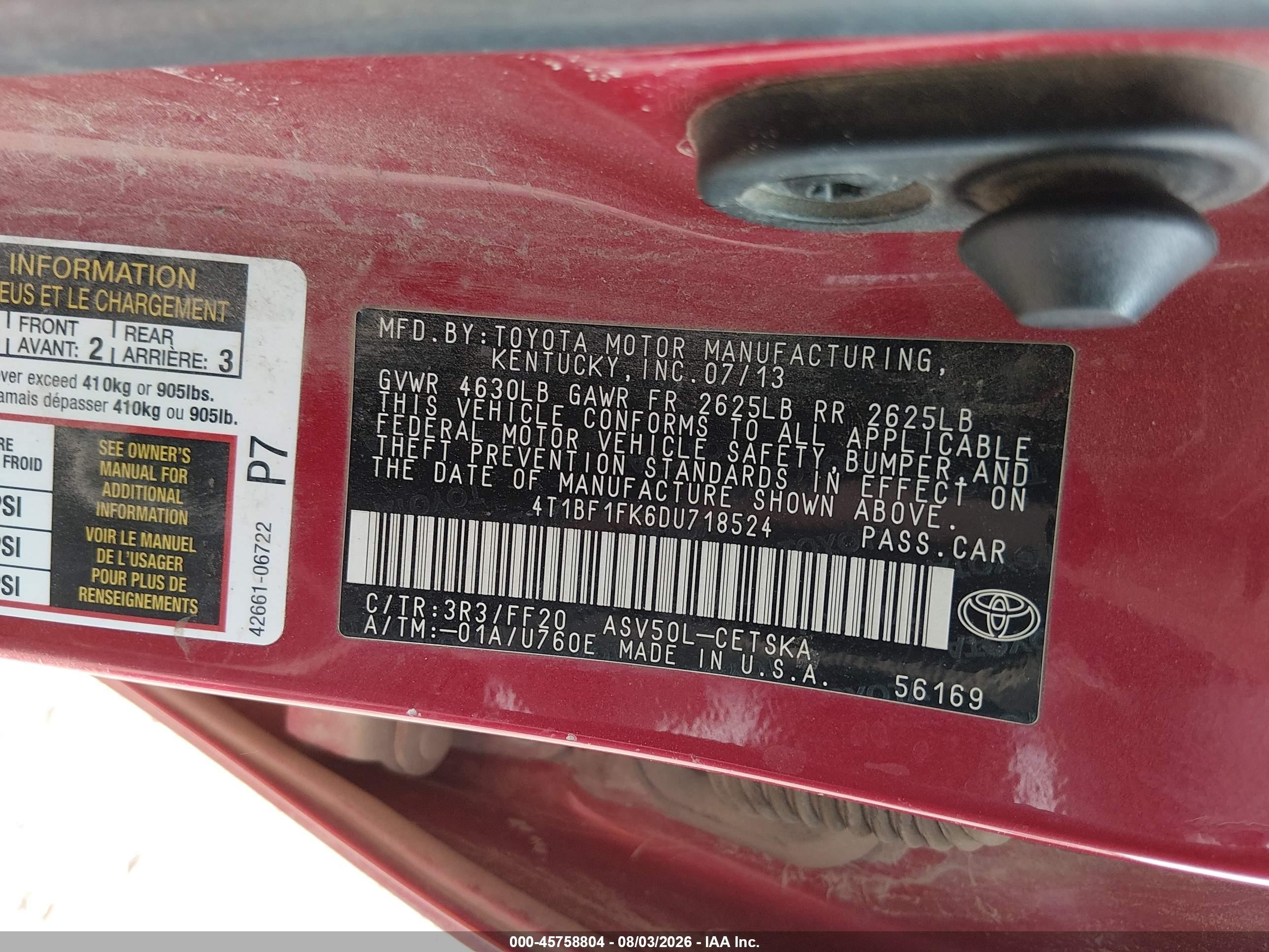 2013 Toyota Camry Se Красный vin: 4T1BF1FK6DU718524