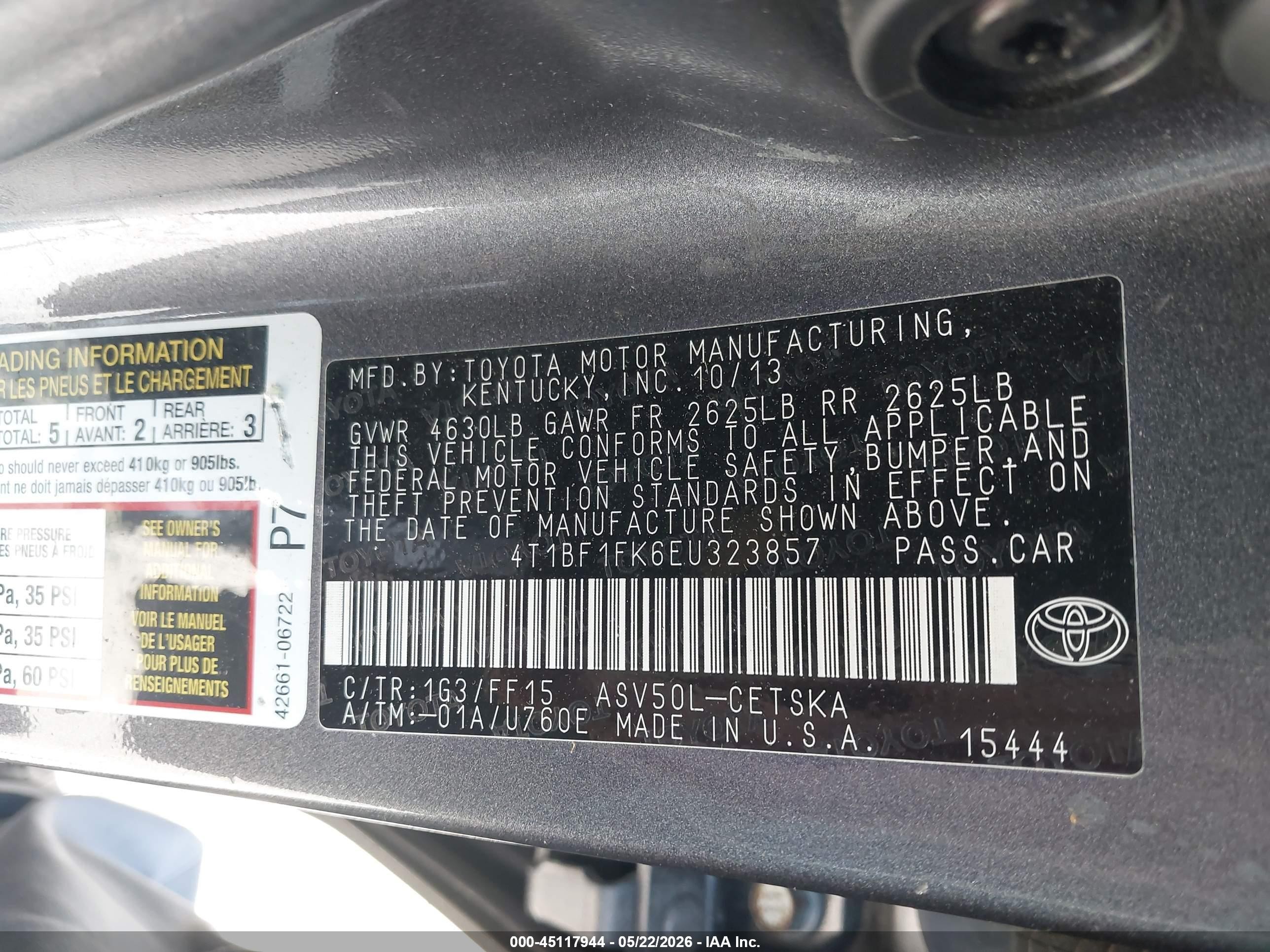 2014 Toyota Camry Se Gray vin: 4T1BF1FK6EU323857