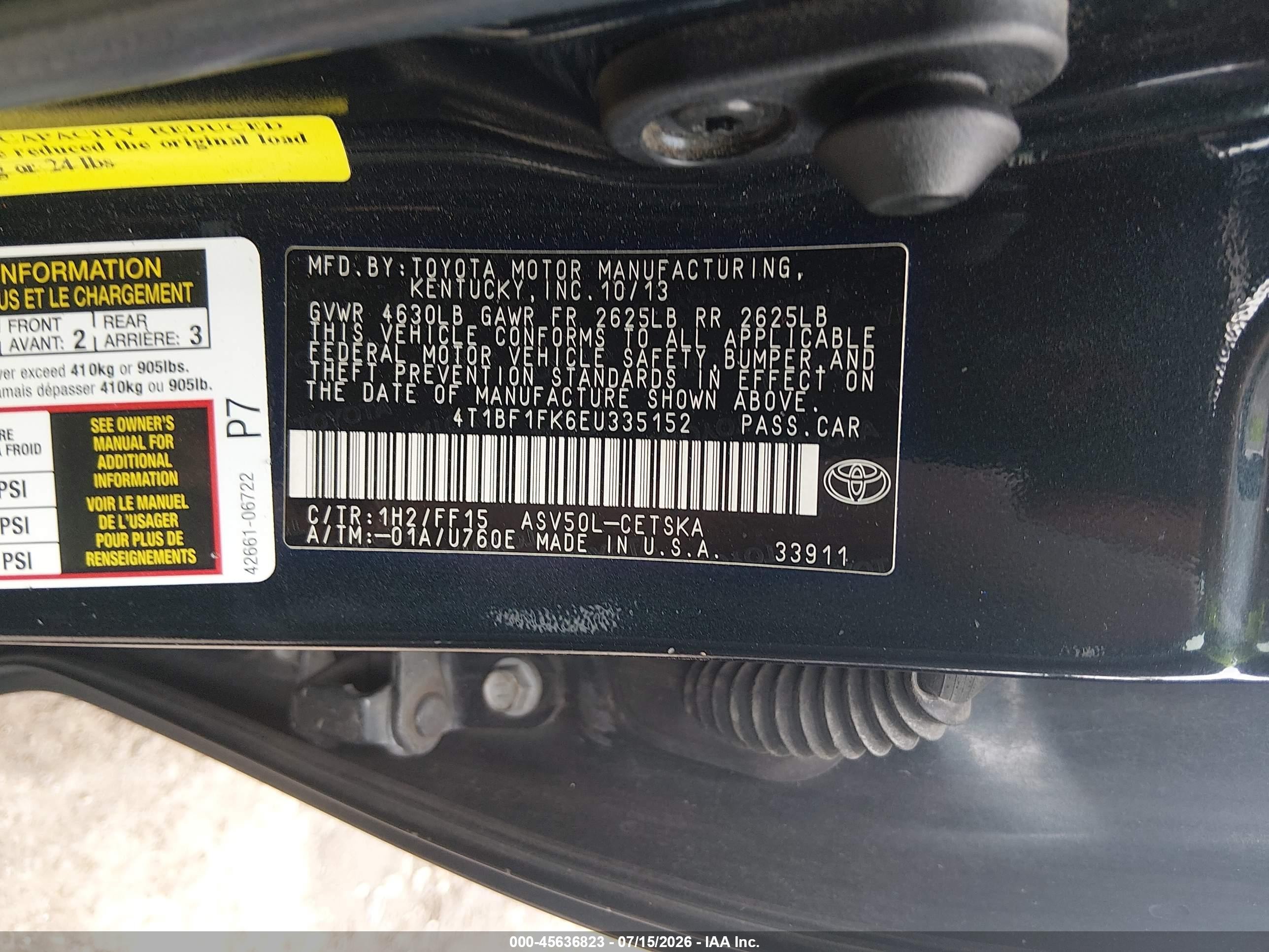 2014 Toyota Camry Se Black vin: 4T1BF1FK6EU335152