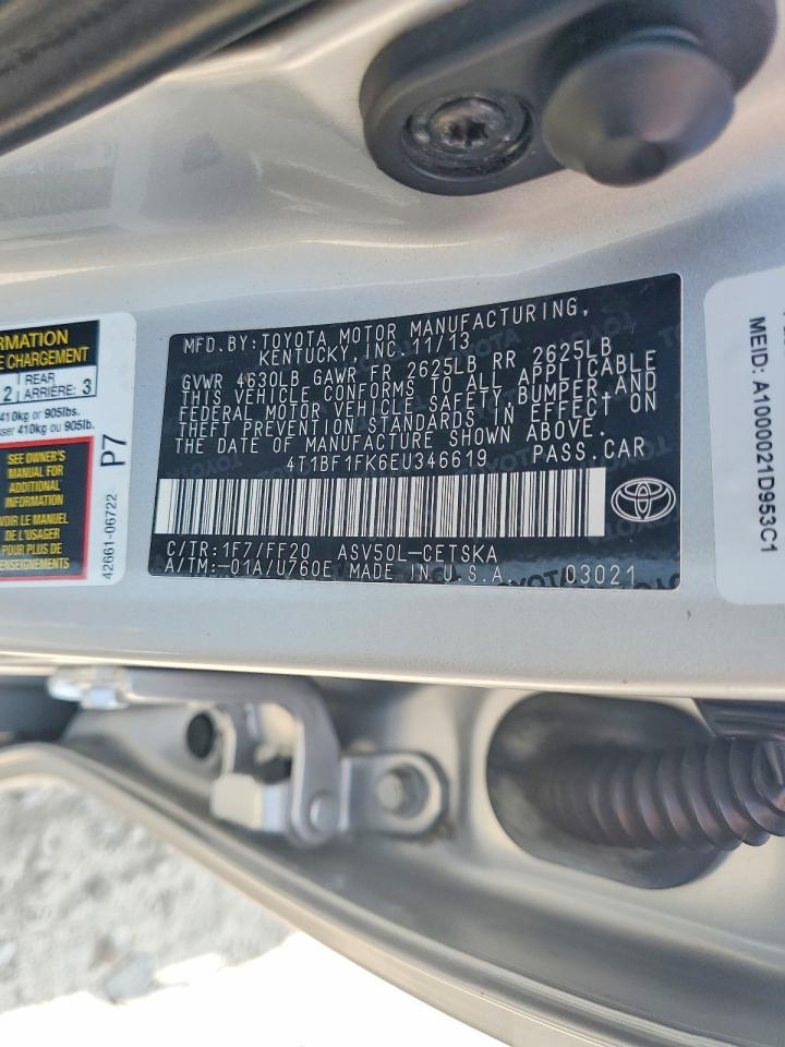 2014 Toyota Camry Se Silver vin: 4T1BF1FK6EU346619