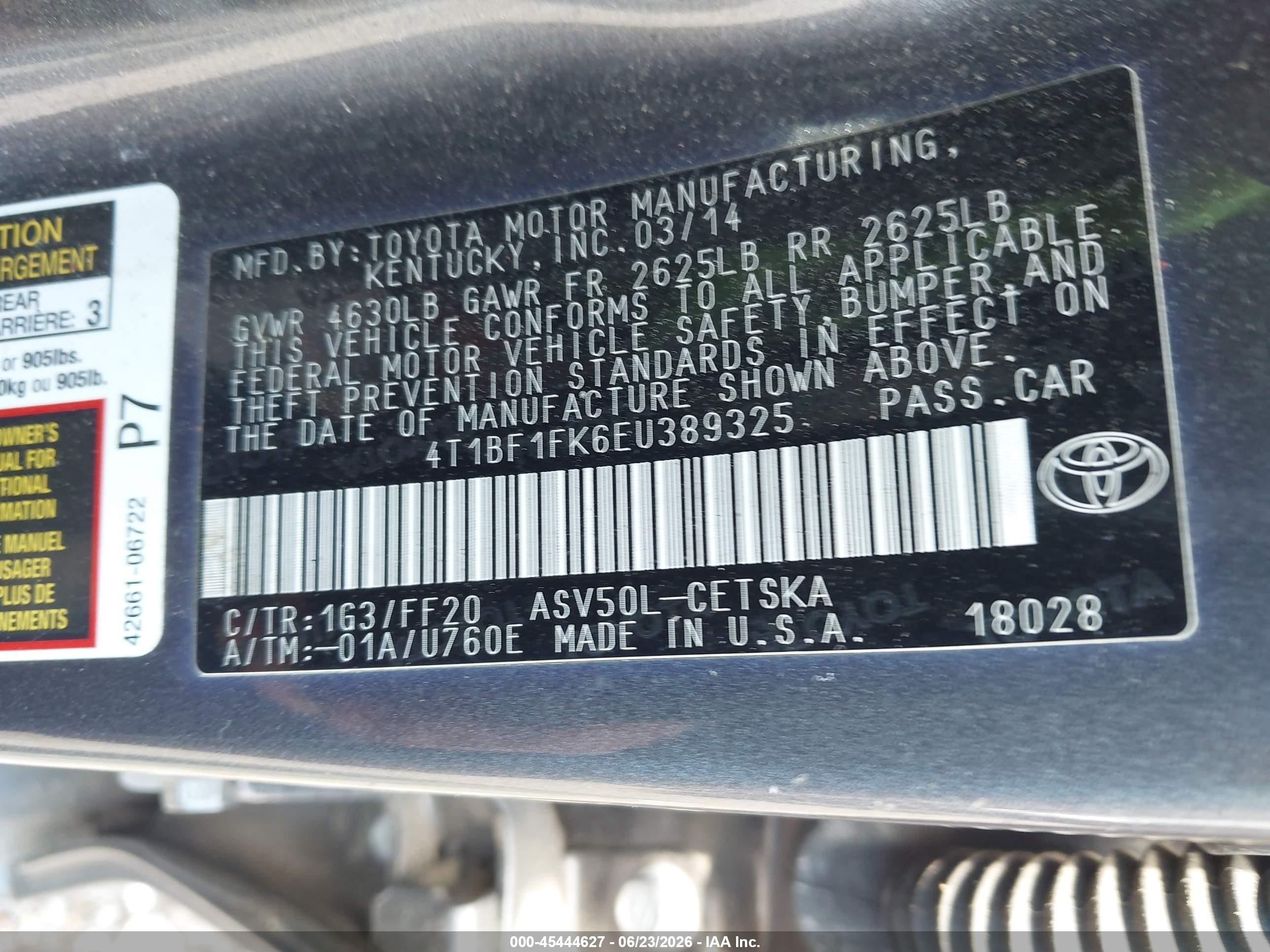 2014 Toyota Camry Se Gray vin: 4T1BF1FK6EU389325