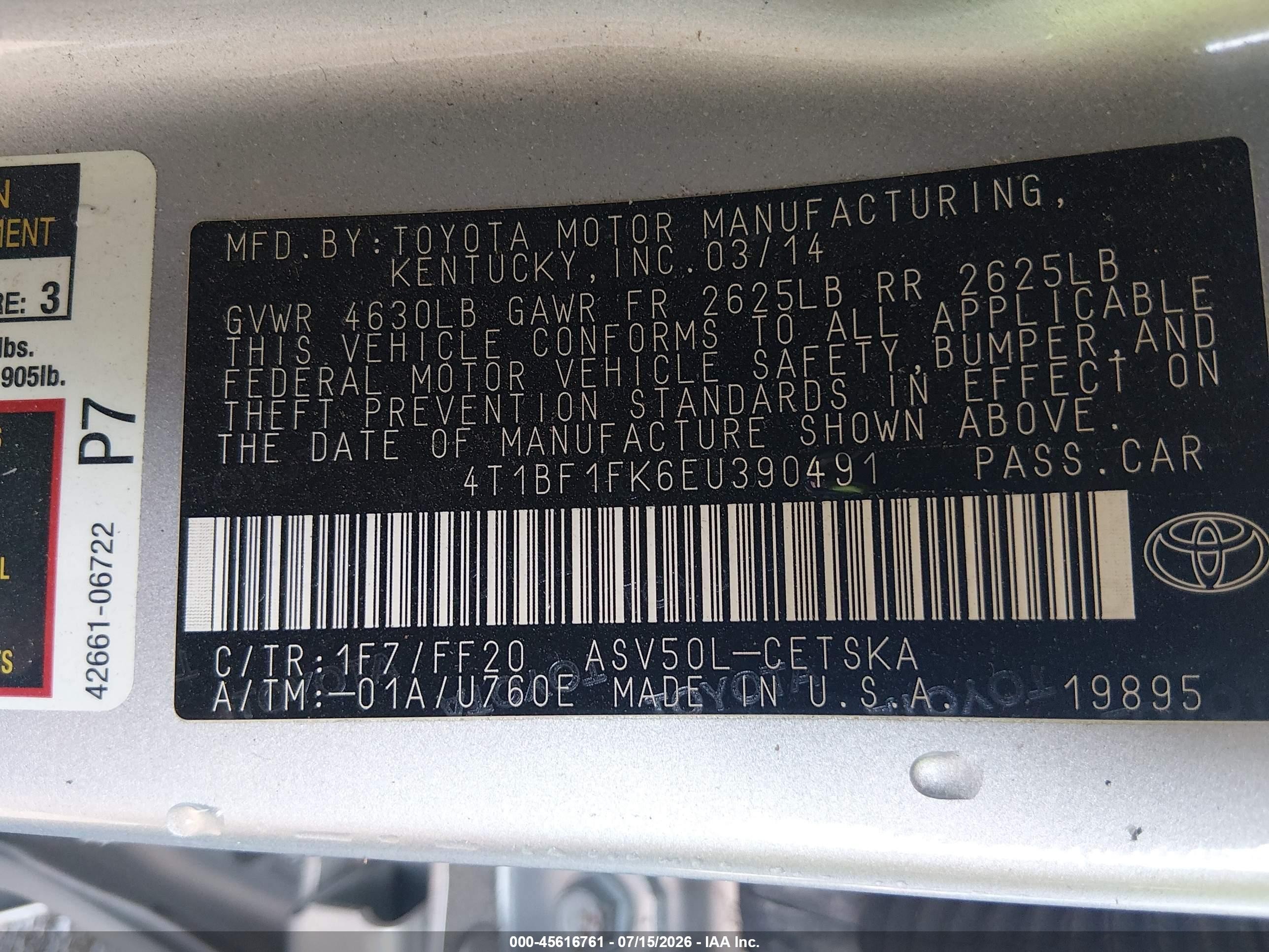 2014 Toyota Camry Se Silver vin: 4T1BF1FK6EU390491