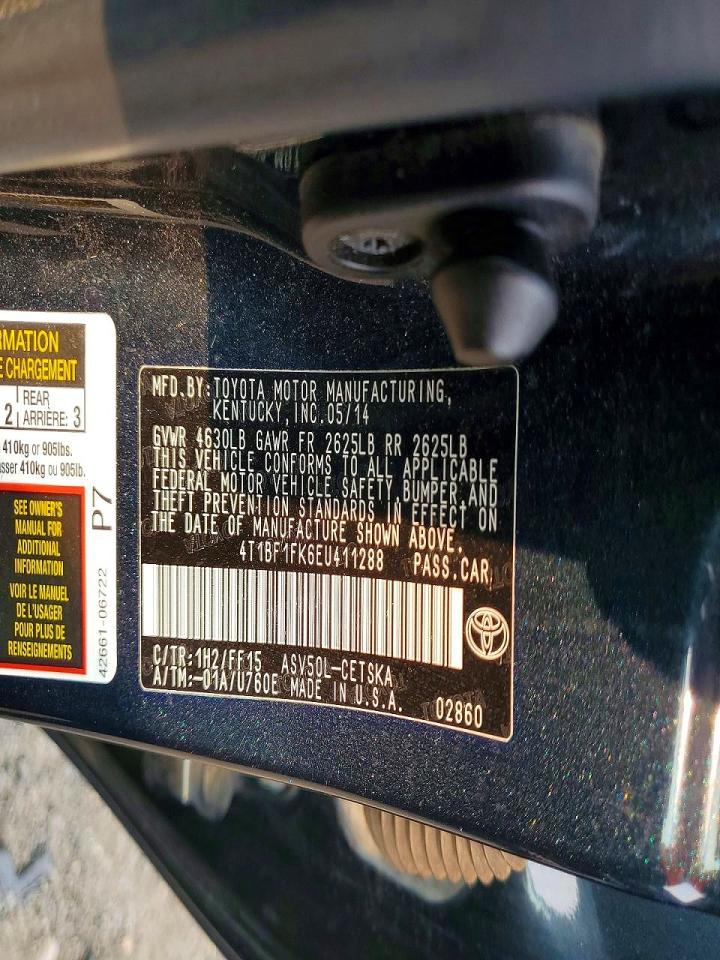 2014 Toyota Camry Se Charcoal vin: 4T1BF1FK6EU411288
