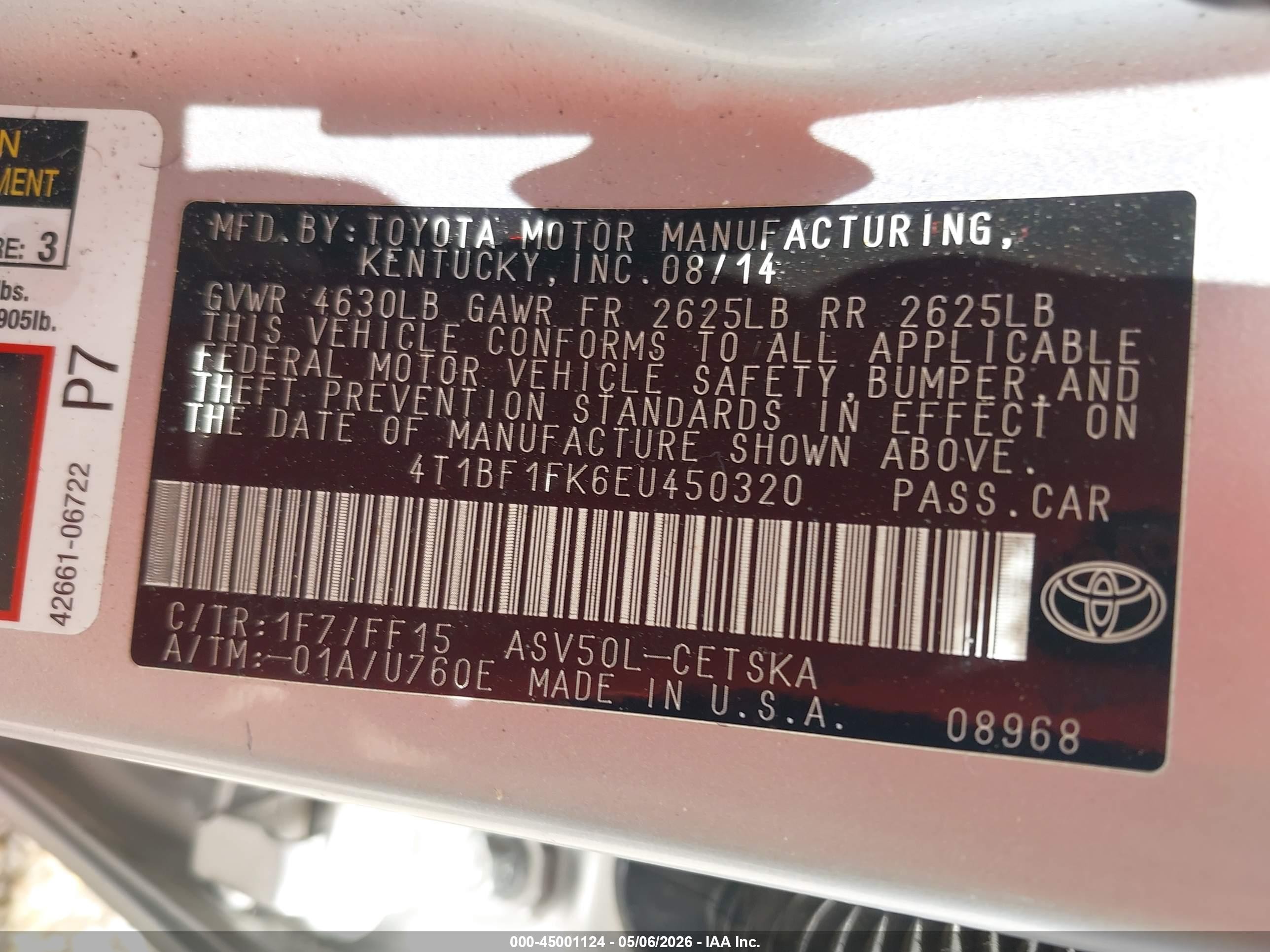 2014 Toyota Camry Se Silver vin: 4T1BF1FK6EU450320