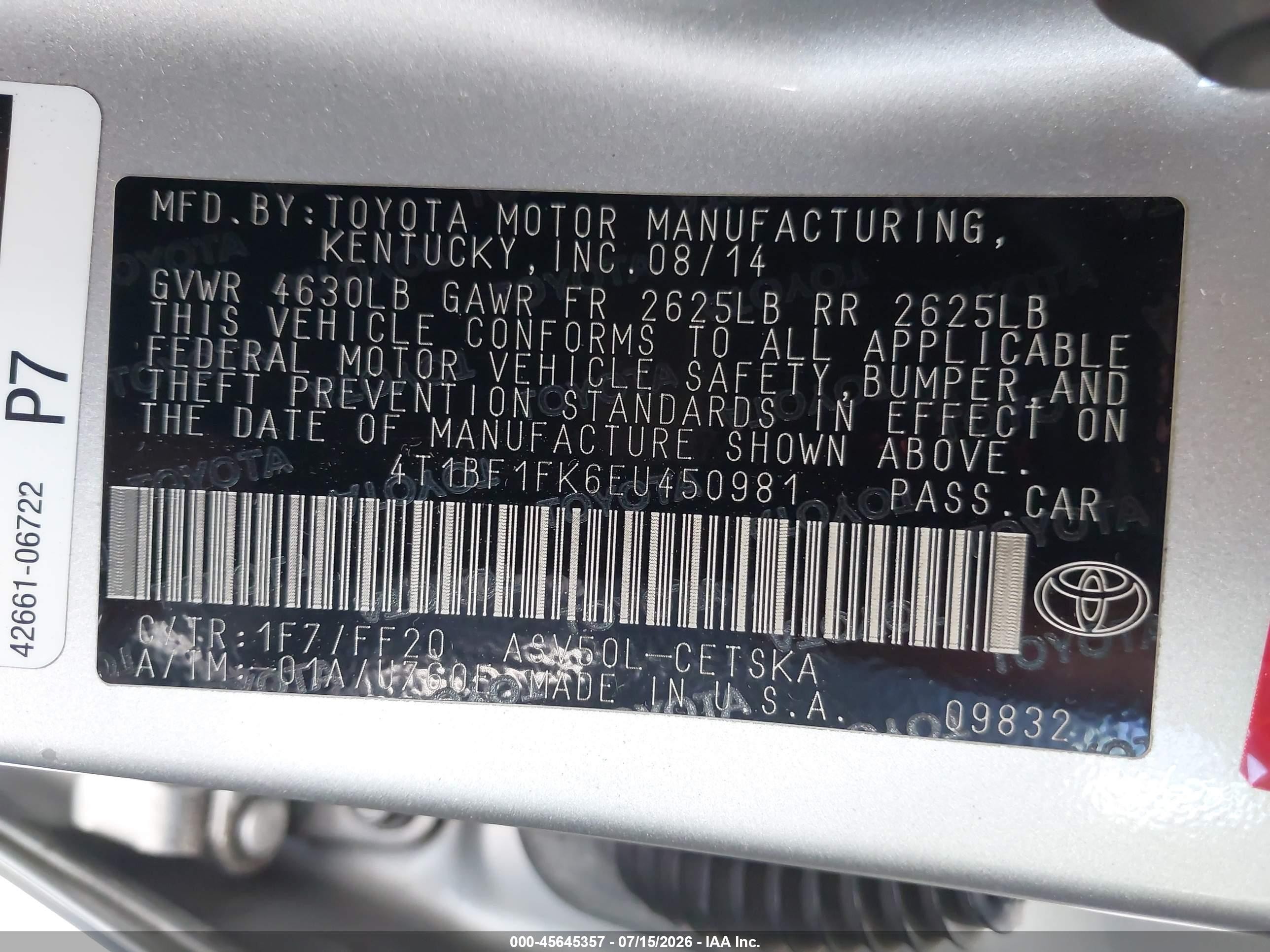 2014 Toyota Camry Se Серебряный vin: 4T1BF1FK6EU450981