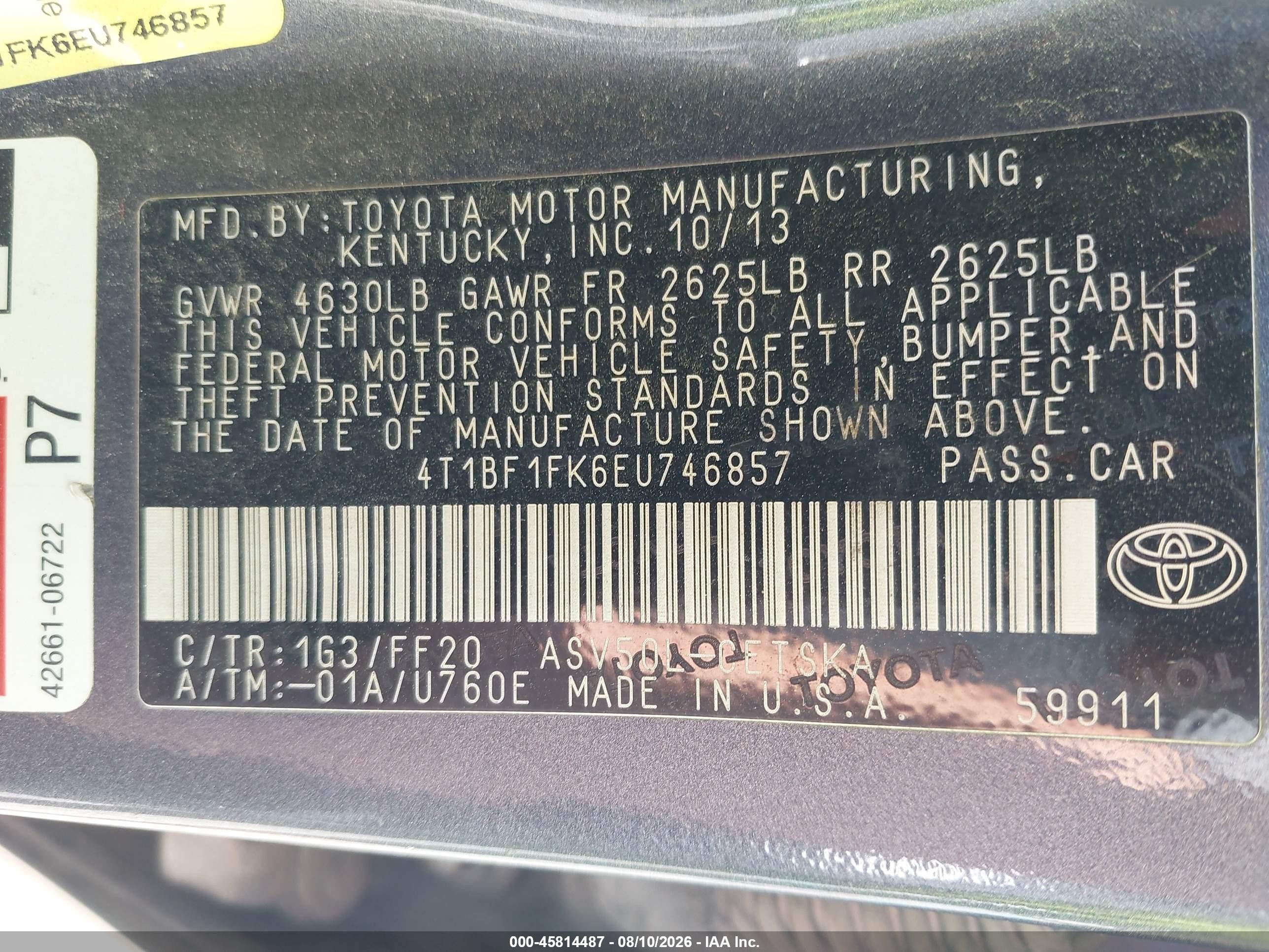 2014 Toyota Camry Se Gray vin: 4T1BF1FK6EU746857