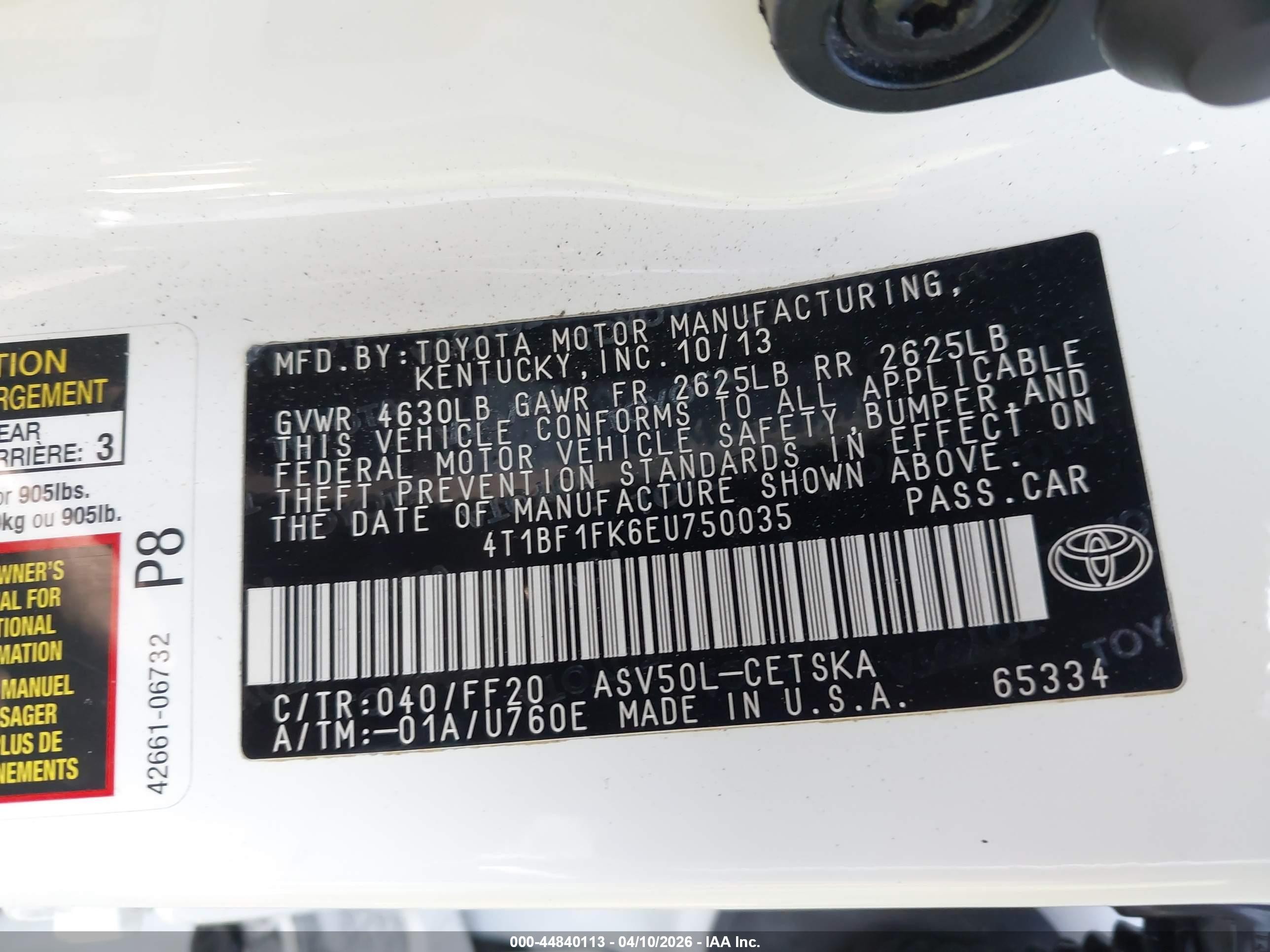 2014 Toyota Camry Se Sport White vin: 4T1BF1FK6EU750035