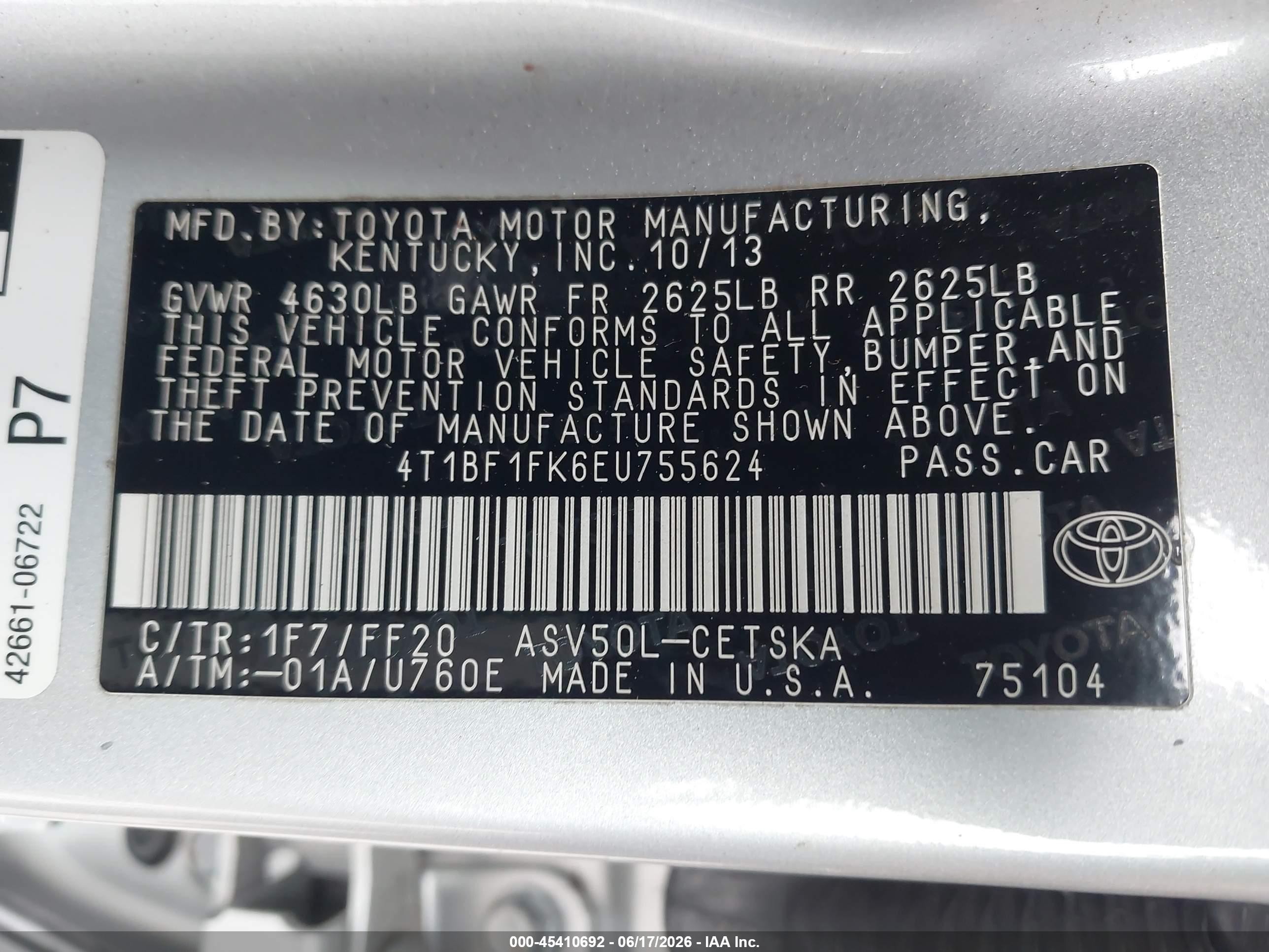2014 Toyota Camry Se Silver vin: 4T1BF1FK6EU755624