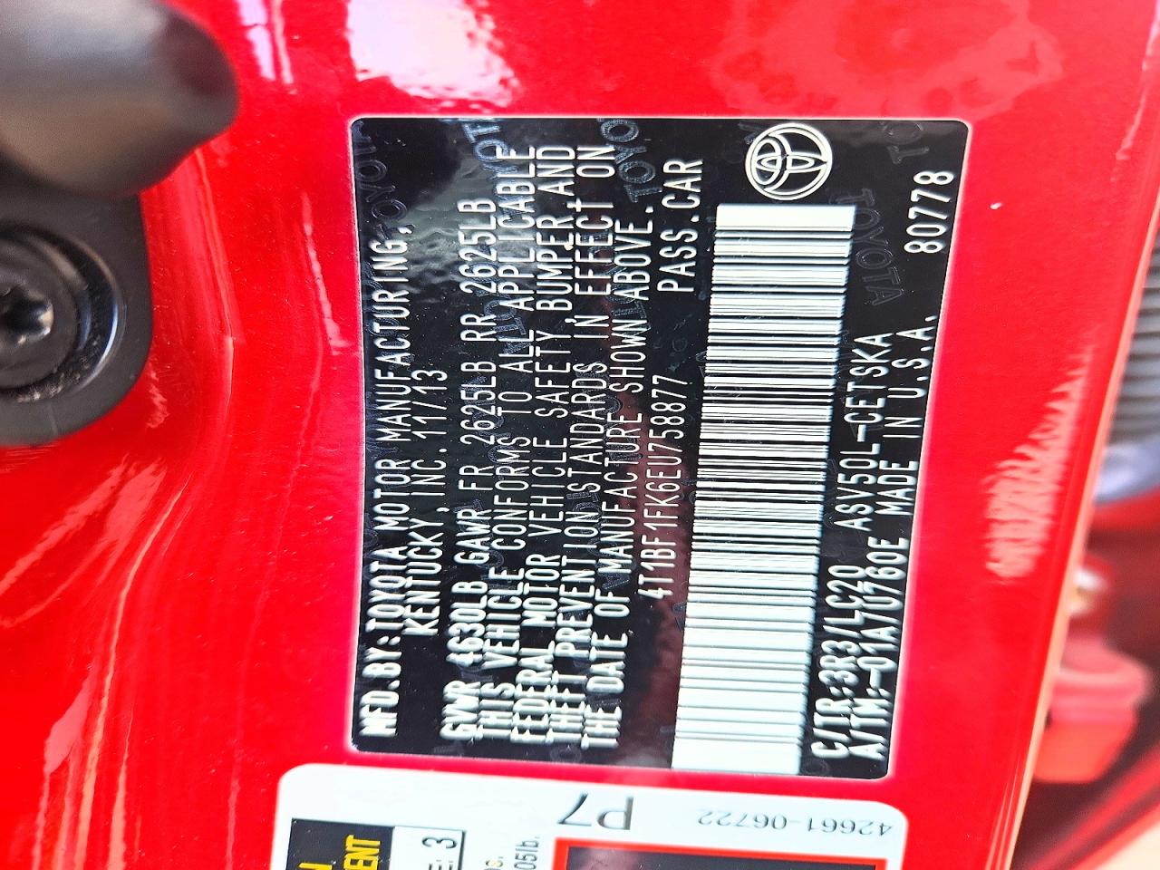 2014 Toyota Camry Se Red vin: 4T1BF1FK6EU758877