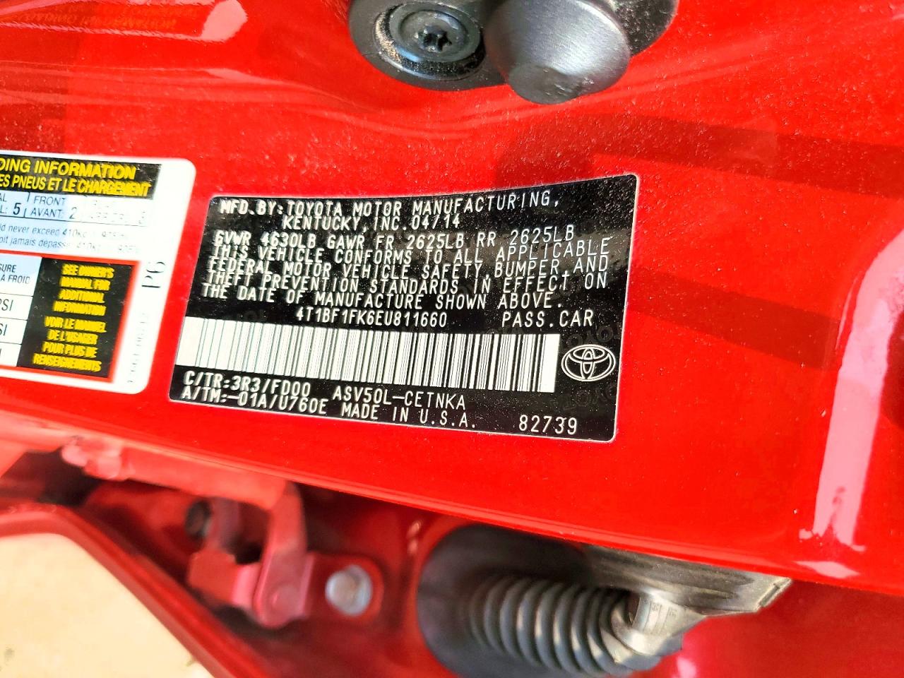 2014 Toyota Camry Le Red vin: 4T1BF1FK6EU811660