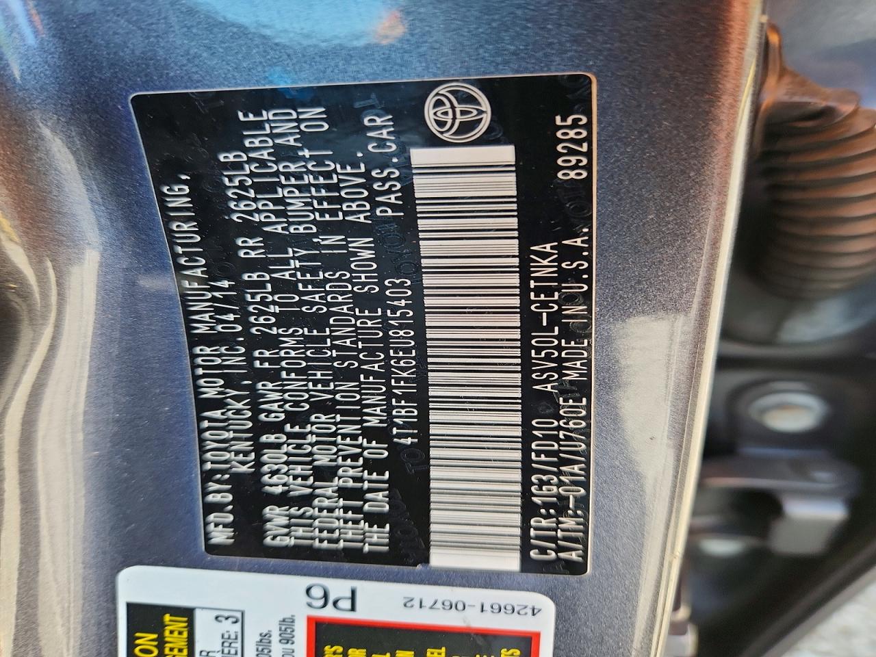 2014 Toyota Camry Серый vin: 4T1BF1FK6EU815403