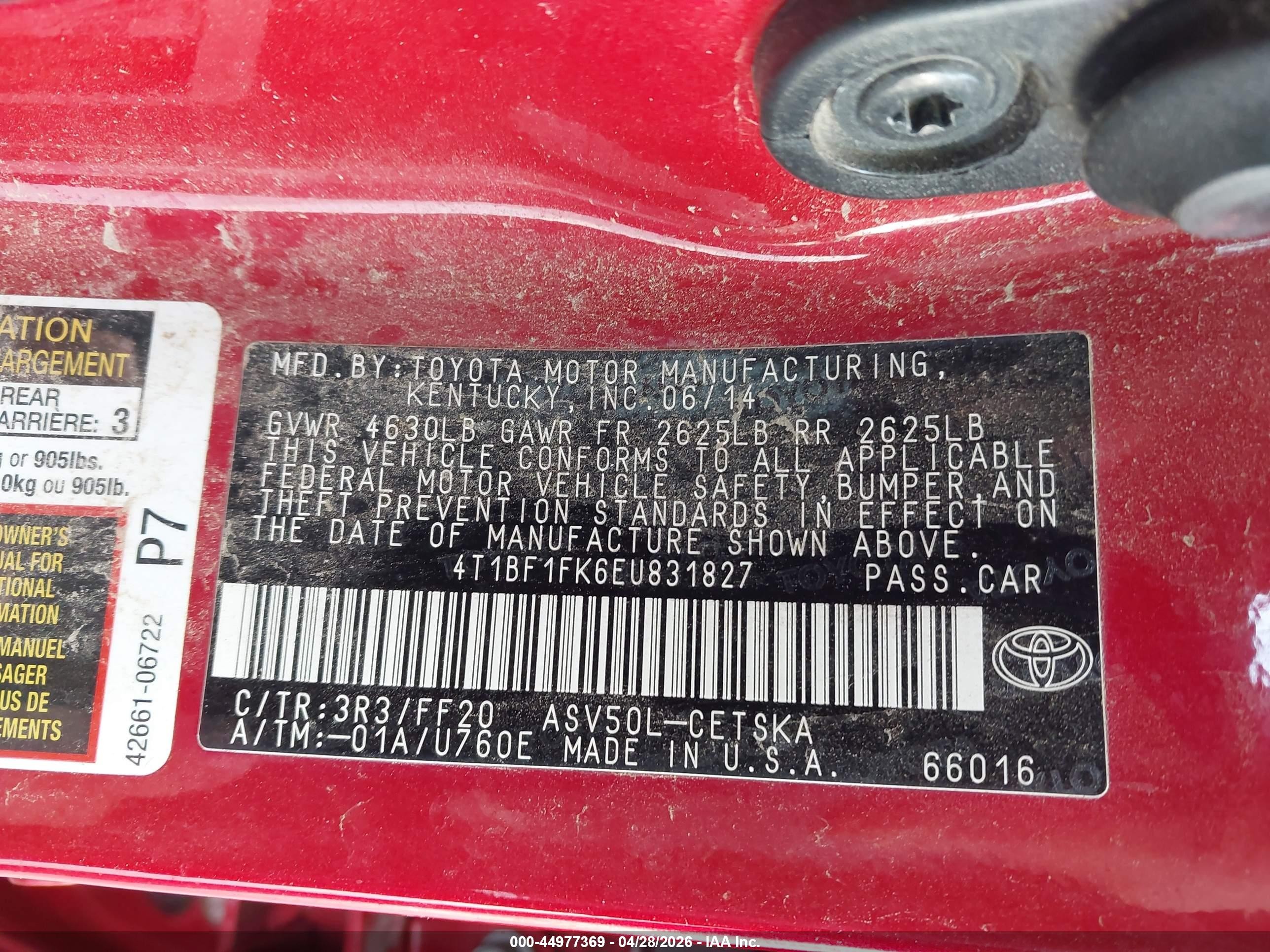 2014 Toyota Camry Se Red vin: 4T1BF1FK6EU831827