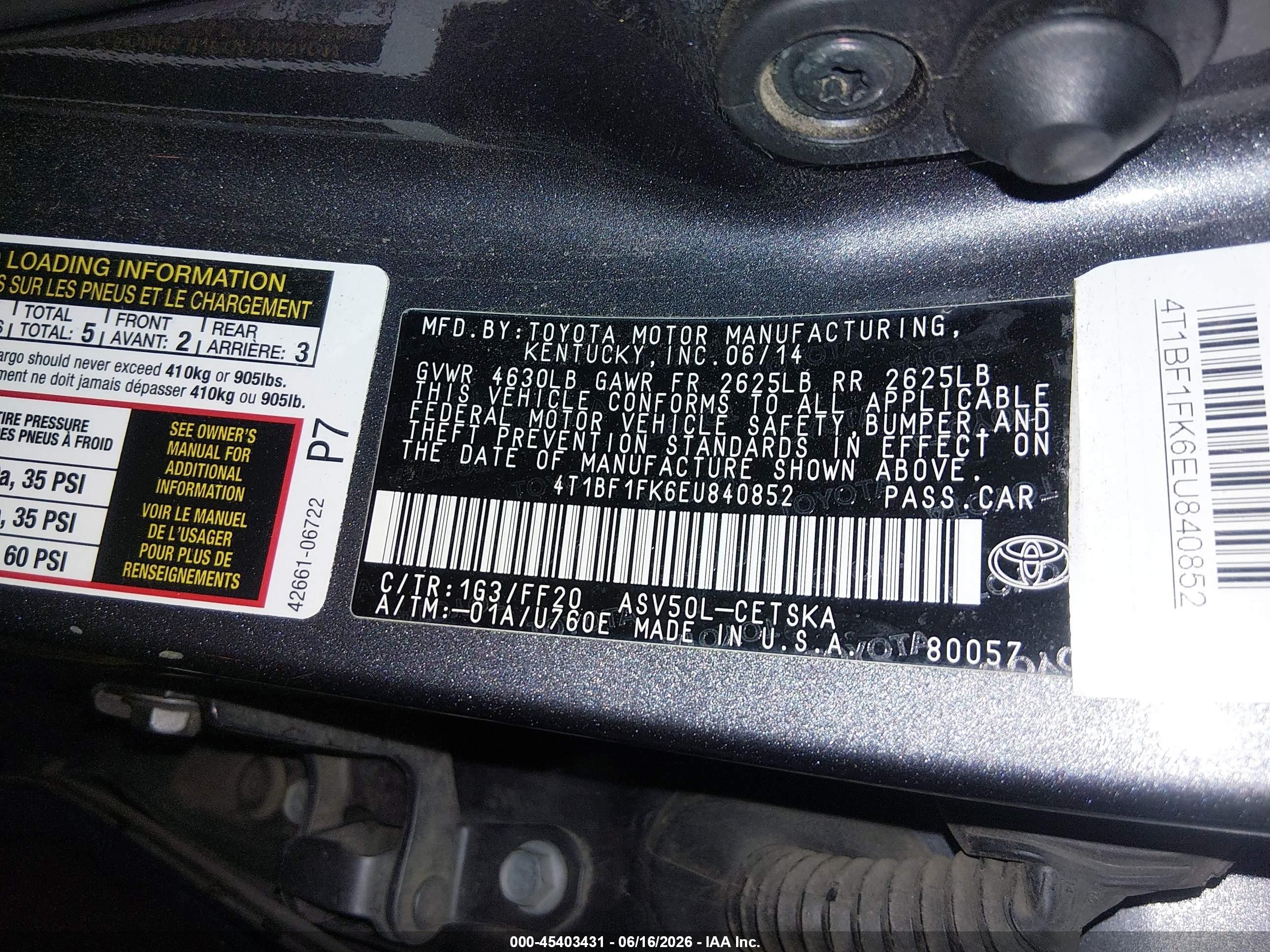 2014 Toyota Camry Se Gray vin: 4T1BF1FK6EU840852