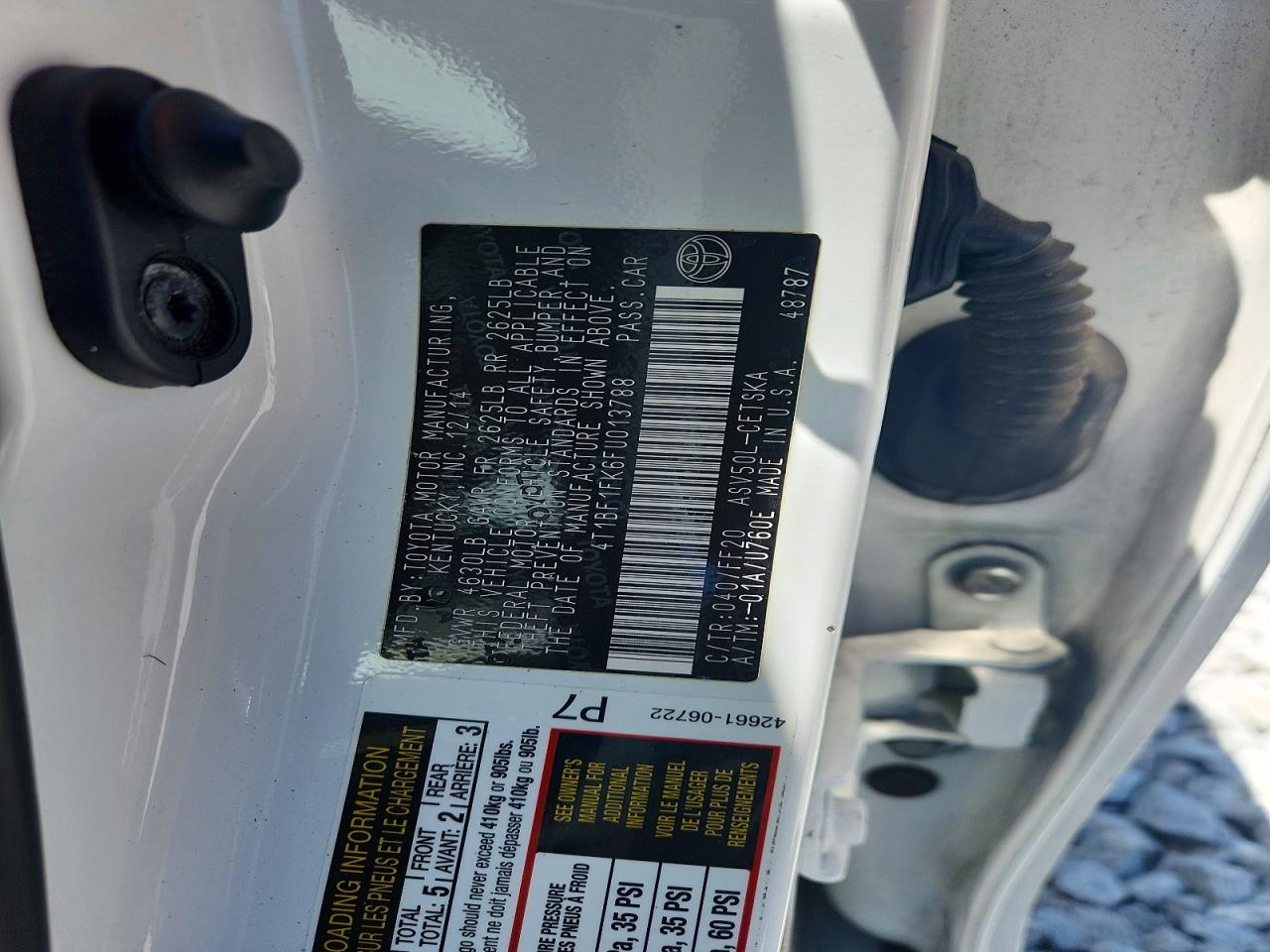 2015 Toyota Camry Se White vin: 4T1BF1FK6FU013788