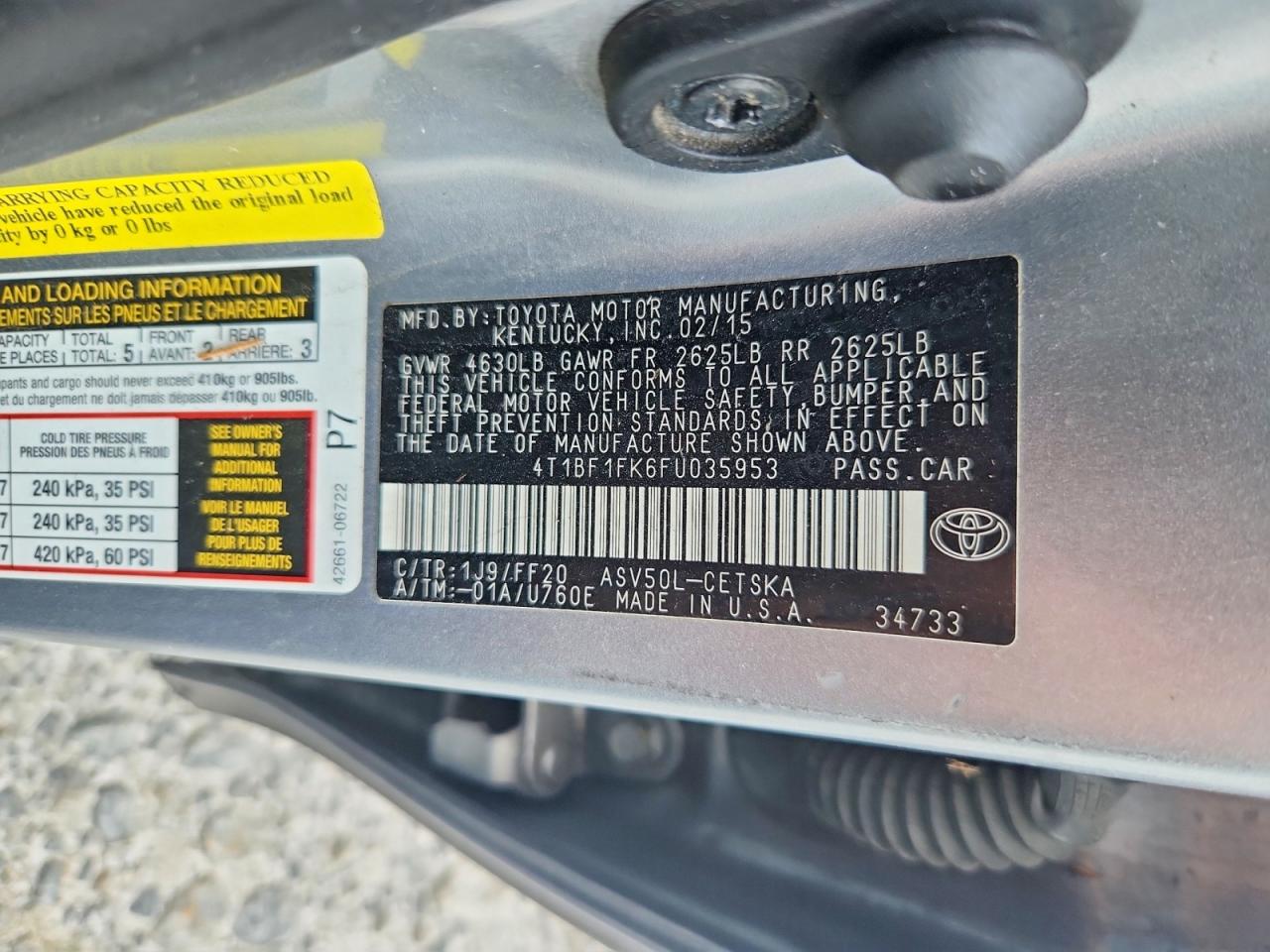 2015 Toyota Camry Se Silver vin: 4T1BF1FK6FU035953