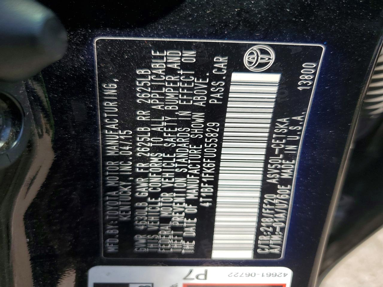 2015 Toyota Camry Se Черный vin: 4T1BF1FK6FU055829