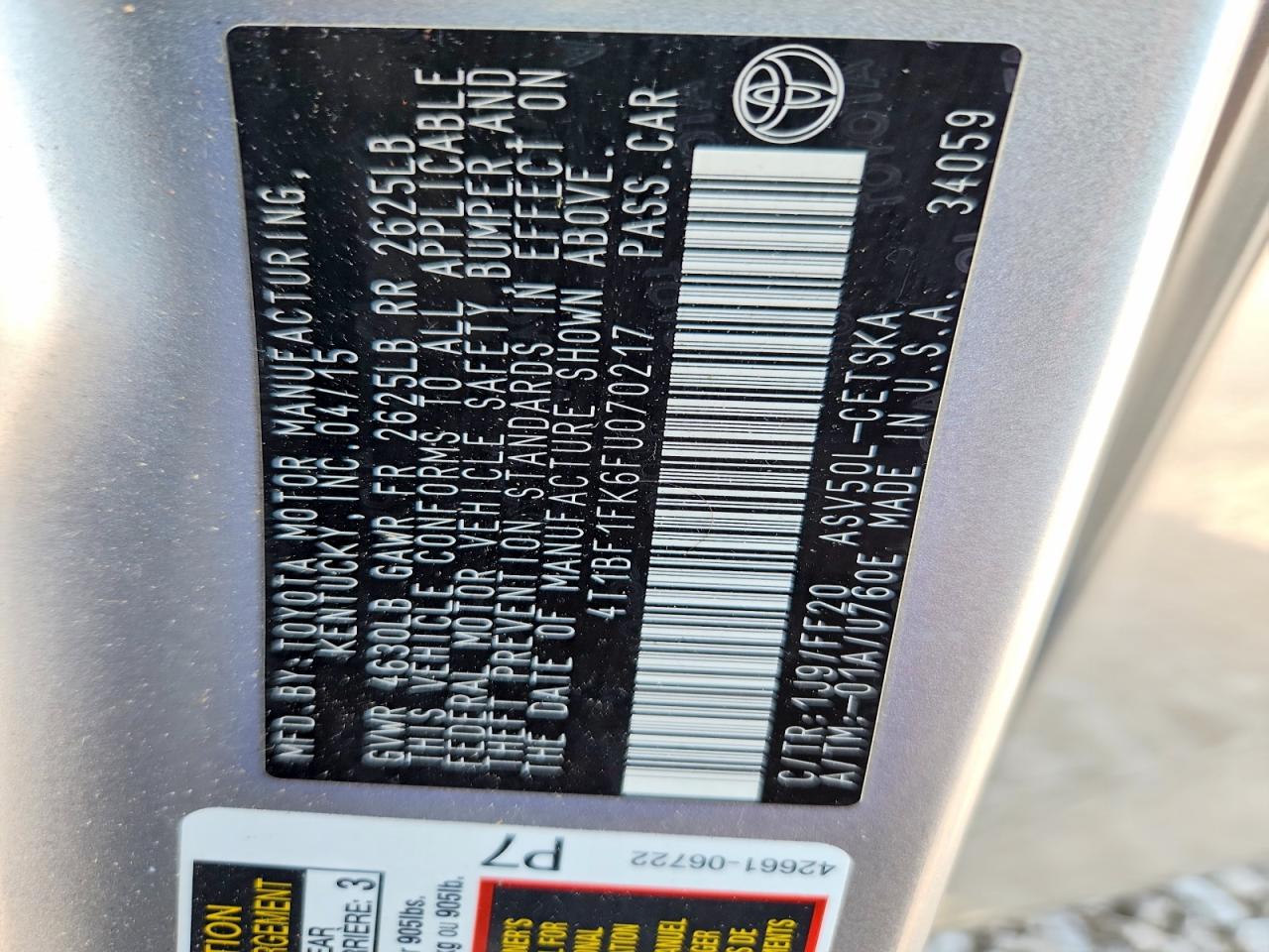 2015 Toyota Camry Se Silver vin: 4T1BF1FK6FU070217