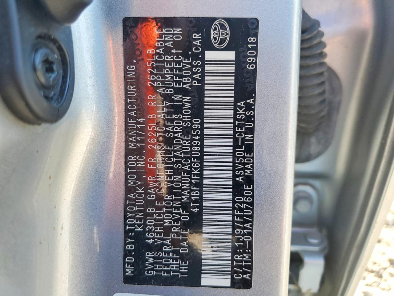 2015 Toyota Camry Se Silver vin: 4T1BF1FK6FU894590